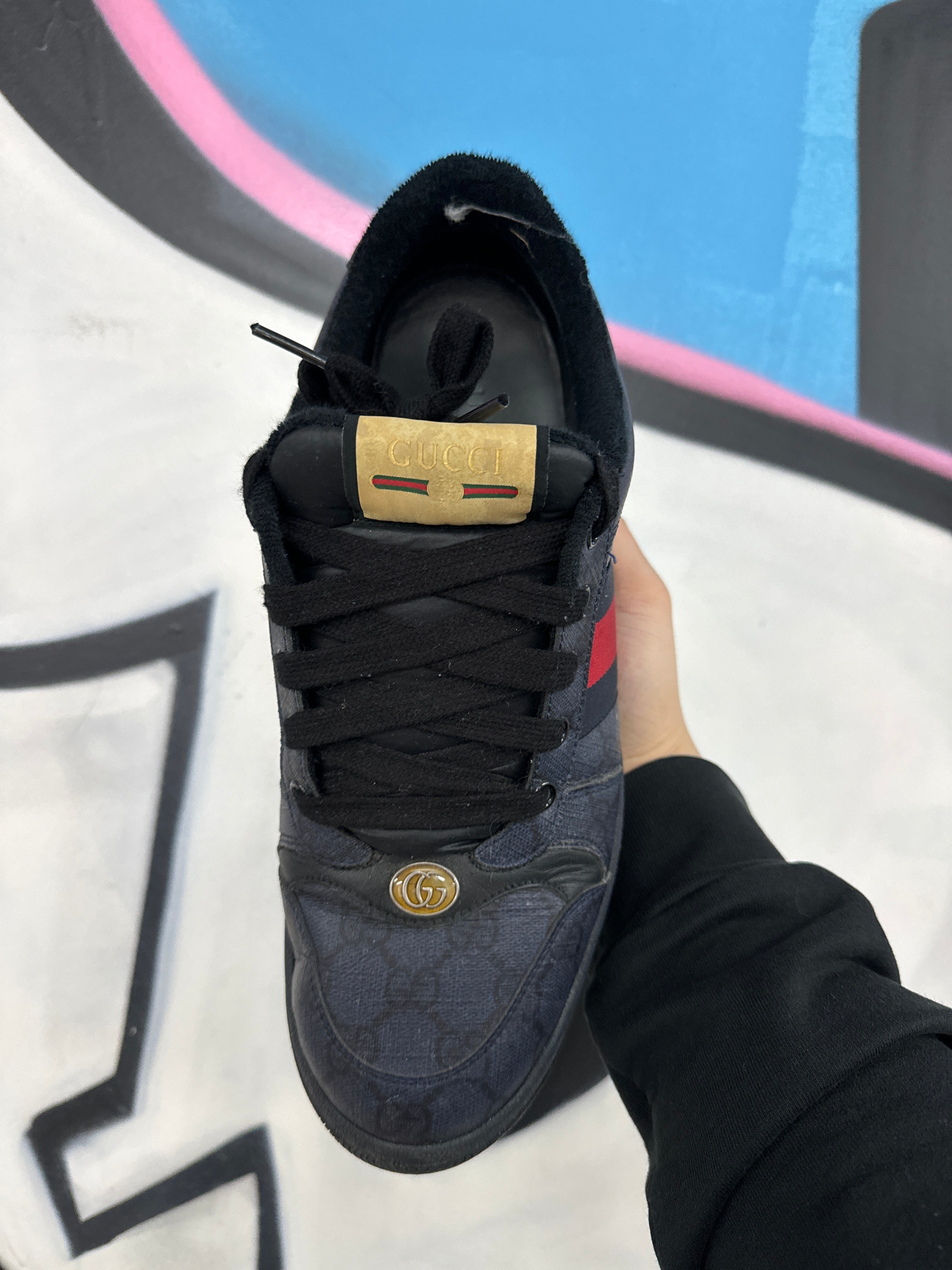 Gucci Navy Monogram Sneakers