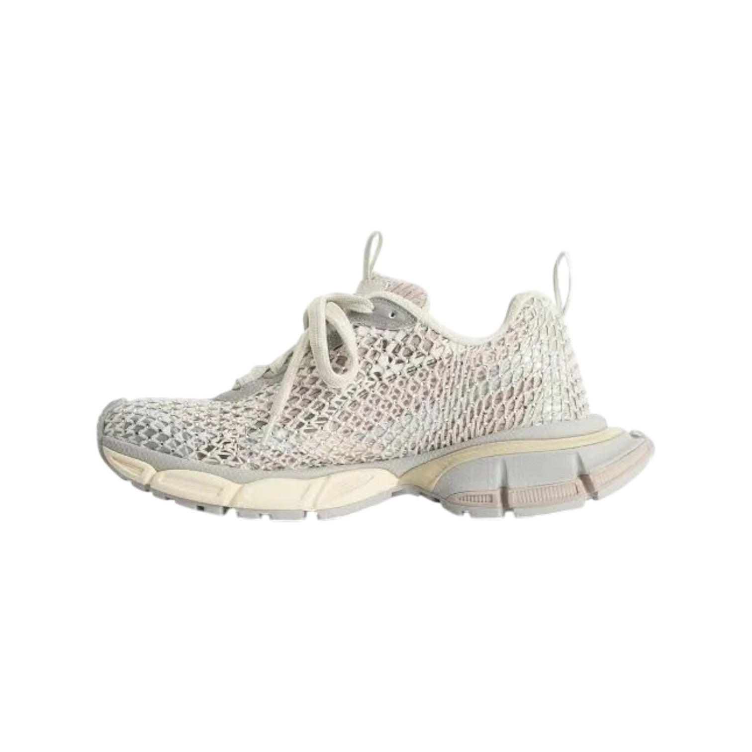 Balenciaga '3XL Crystal Fishnet' Eggshell Sneakers