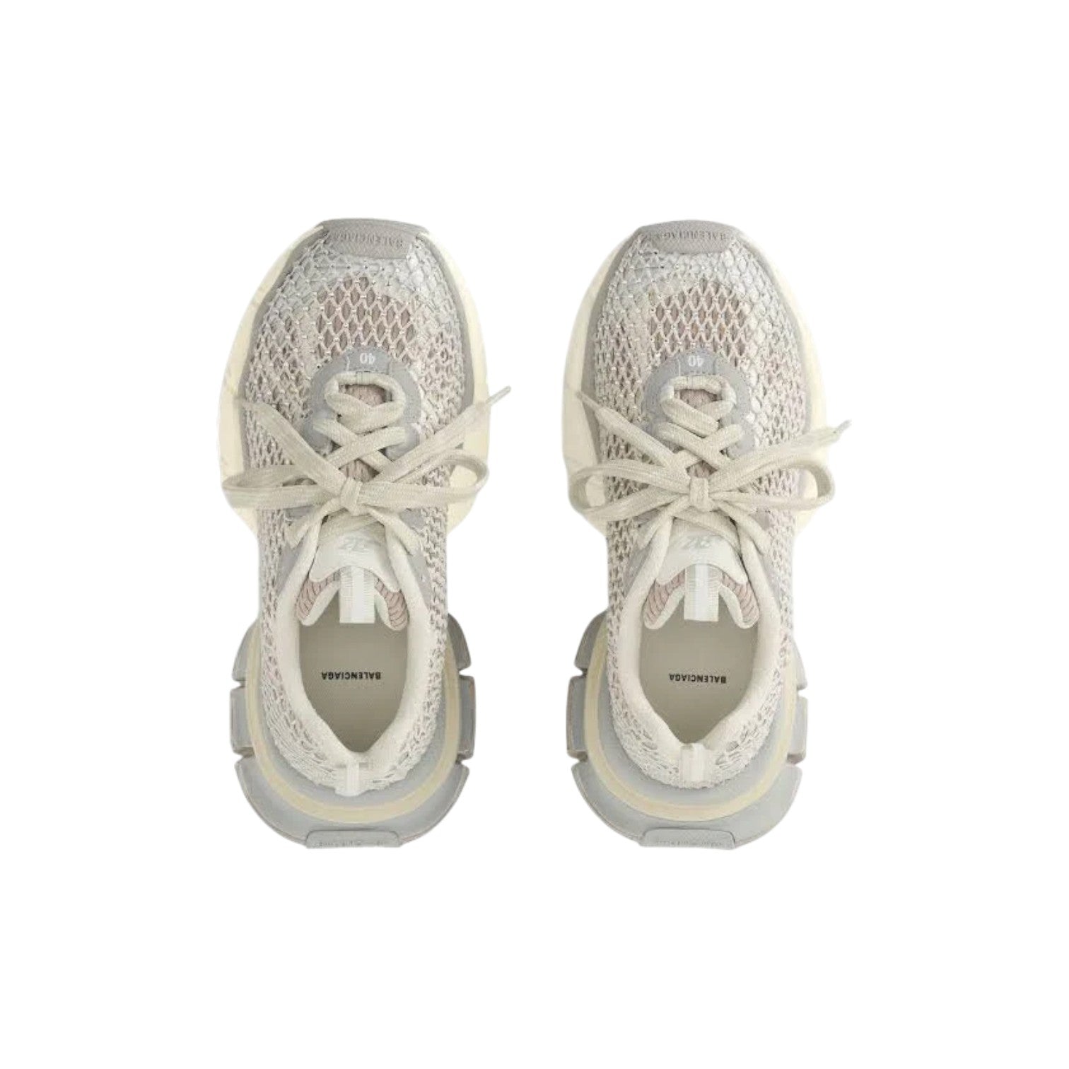 Balenciaga '3XL Crystal Fishnet' Eggshell Sneakers