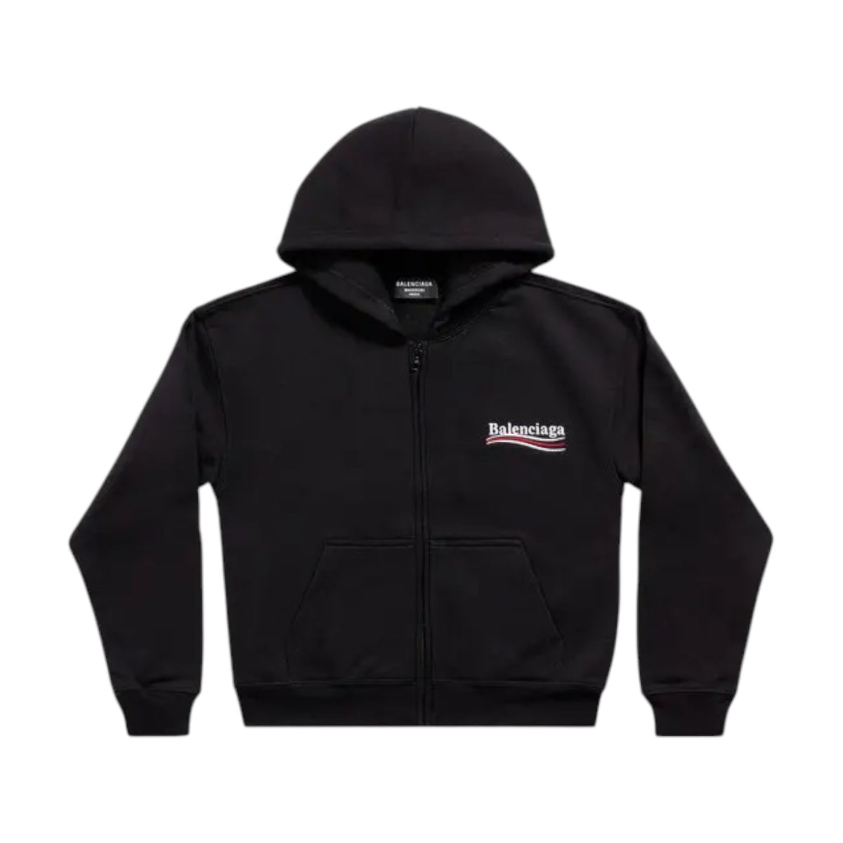 Balenciaga 'Campaign Logo' Black Cropped Zip Up Hoodie