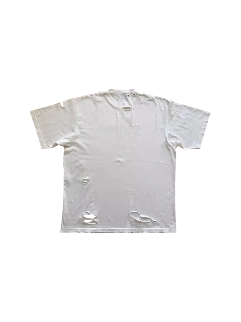 Balenciaga 'Distressed Logo' White & Black Tee