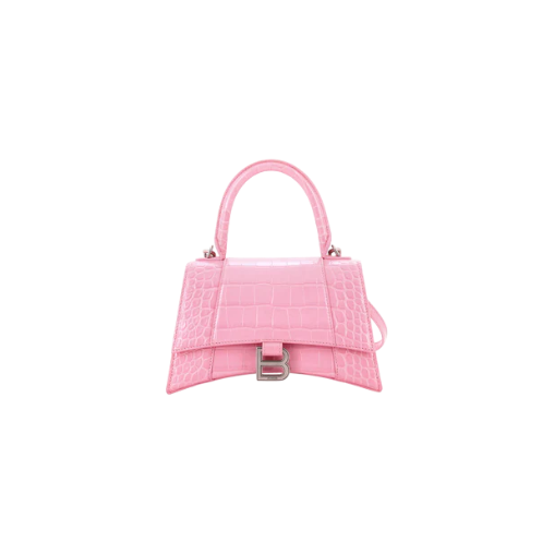Balenciaga 'Hourglass' Pink Leather Croc Bag