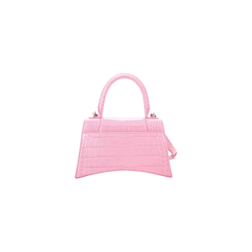 Balenciaga 'Hourglass' Pink Leather Croc Bag