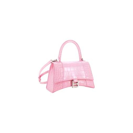 Balenciaga 'Hourglass' Pink Leather Croc Bag