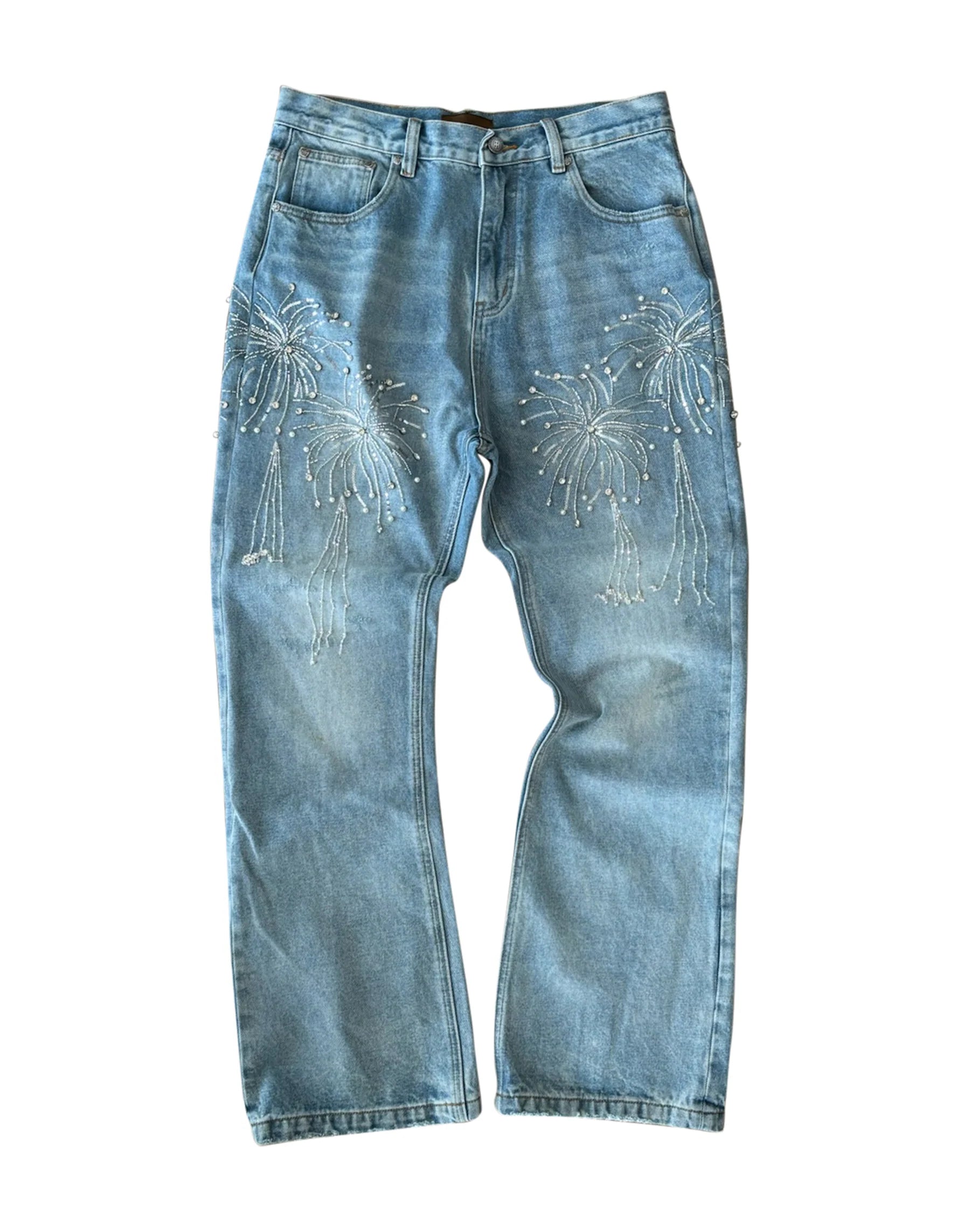Birth Of A Royal Child 'Fireworks' Blue Wash Jeans