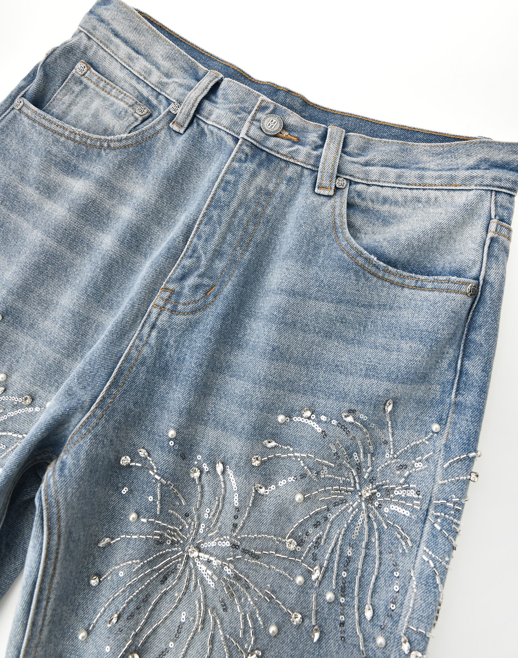 Birth Of A Royal Child 'Fireworks' Blue Wash Jeans