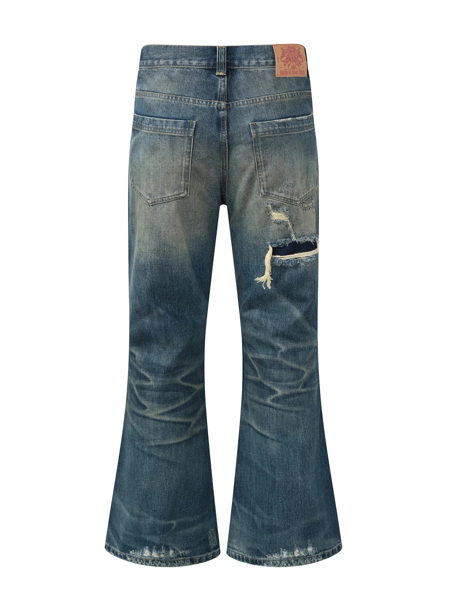 Birth of a Royal Child 'Distressed Embroidery' Blue Bootcut Jeans