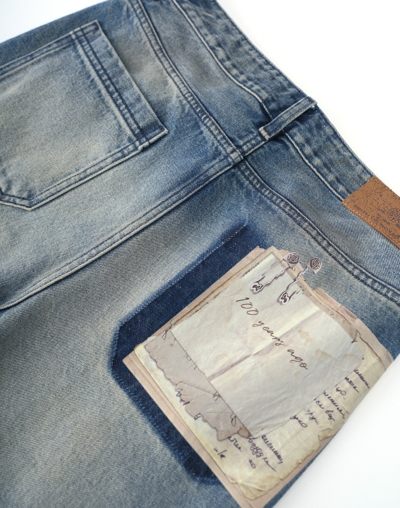 Birth of a Royal Child 'Patchwork Faded' Blue Jeans