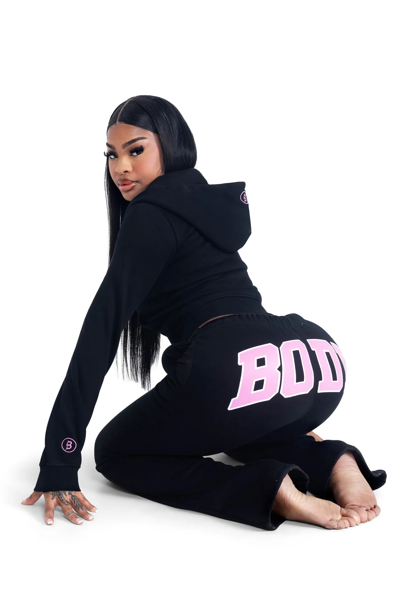 Body By Raven 'Backshot' Black & Pink Sweats