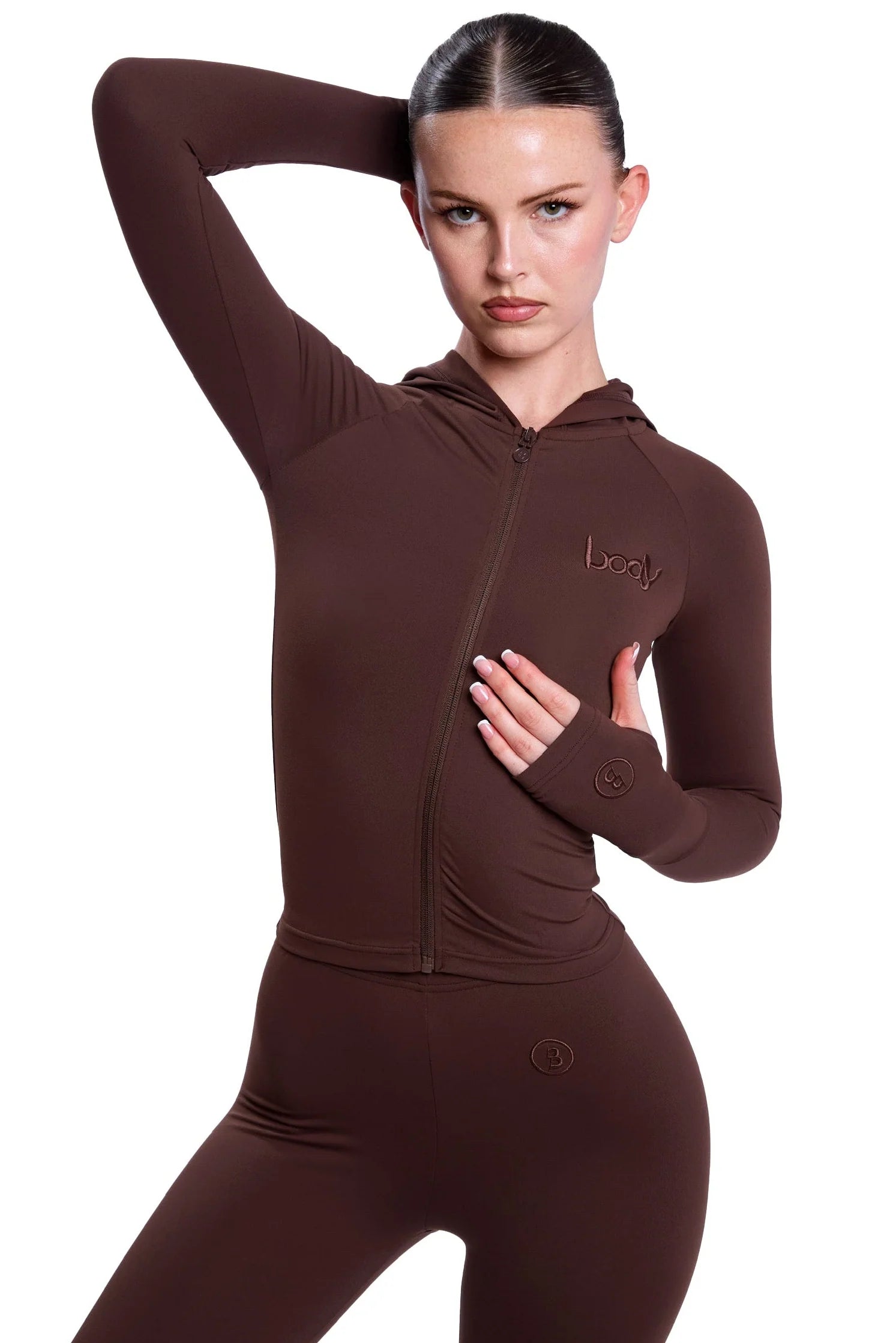 Body By Raven 'Basics 2.0' Dark Roast Brown Zip Up Hoodie