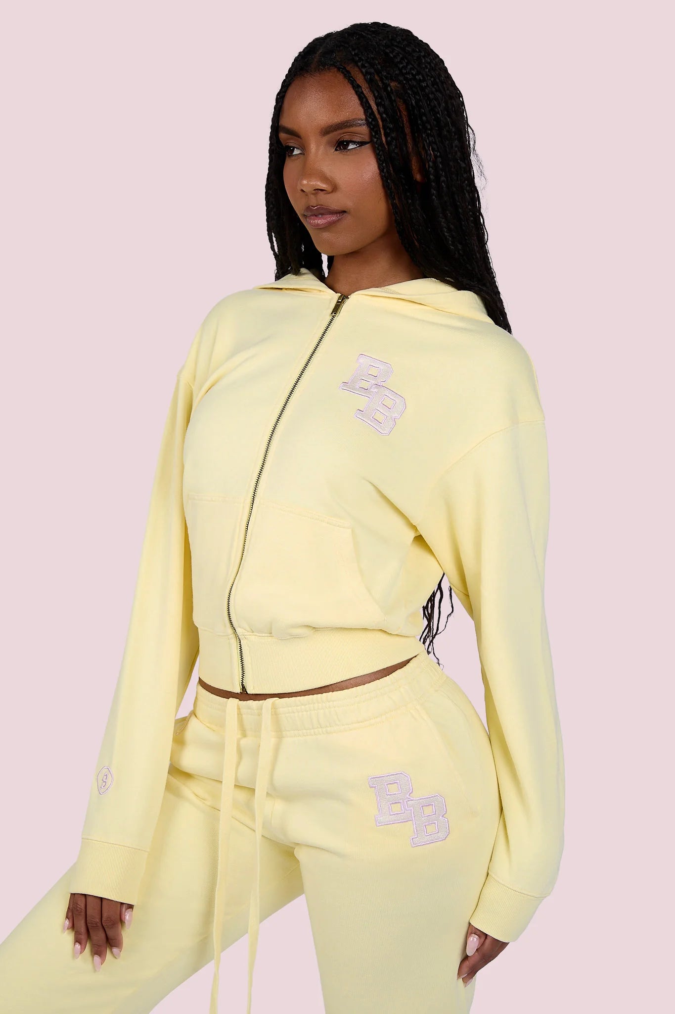 Body By Raven 'University' Butter Yellow & Lavender Hoodie