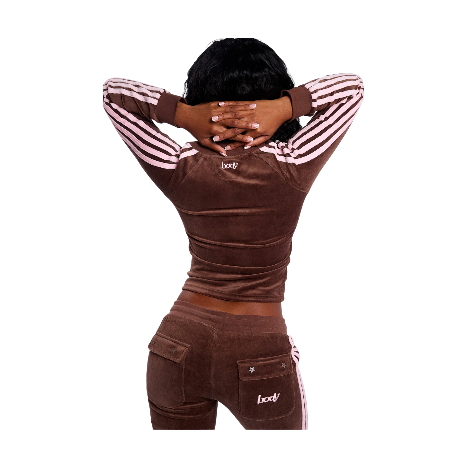 Body By Raven 'Velour Track' Brown & Pink Jacket