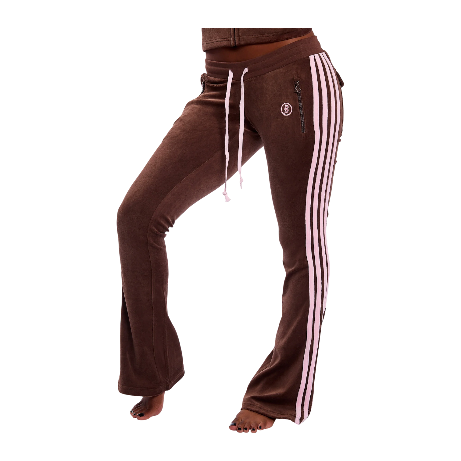 Body By Raven 'Velour Track' Brown & Pink Sweats