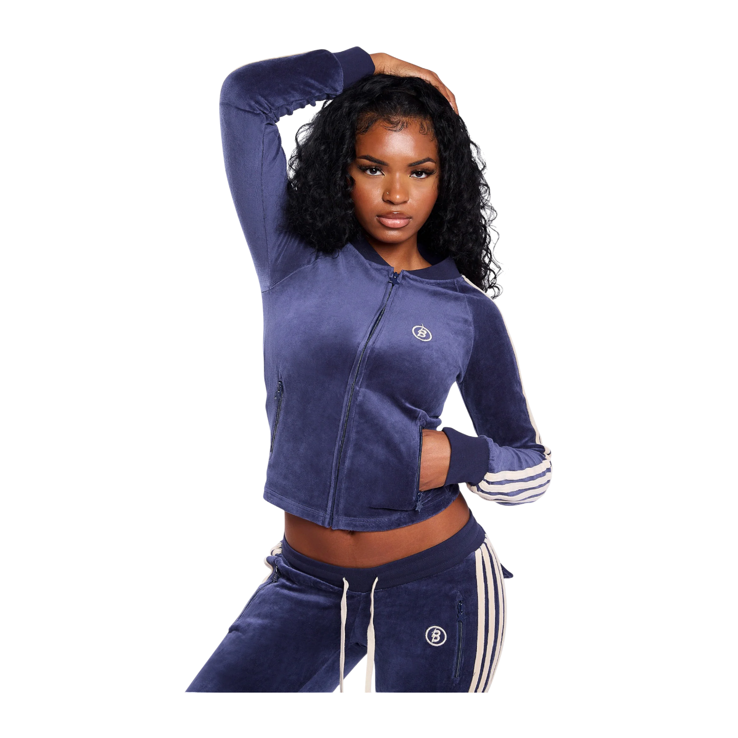 Body By Raven 'Velour Track' Royal Blue & Cream Jacket