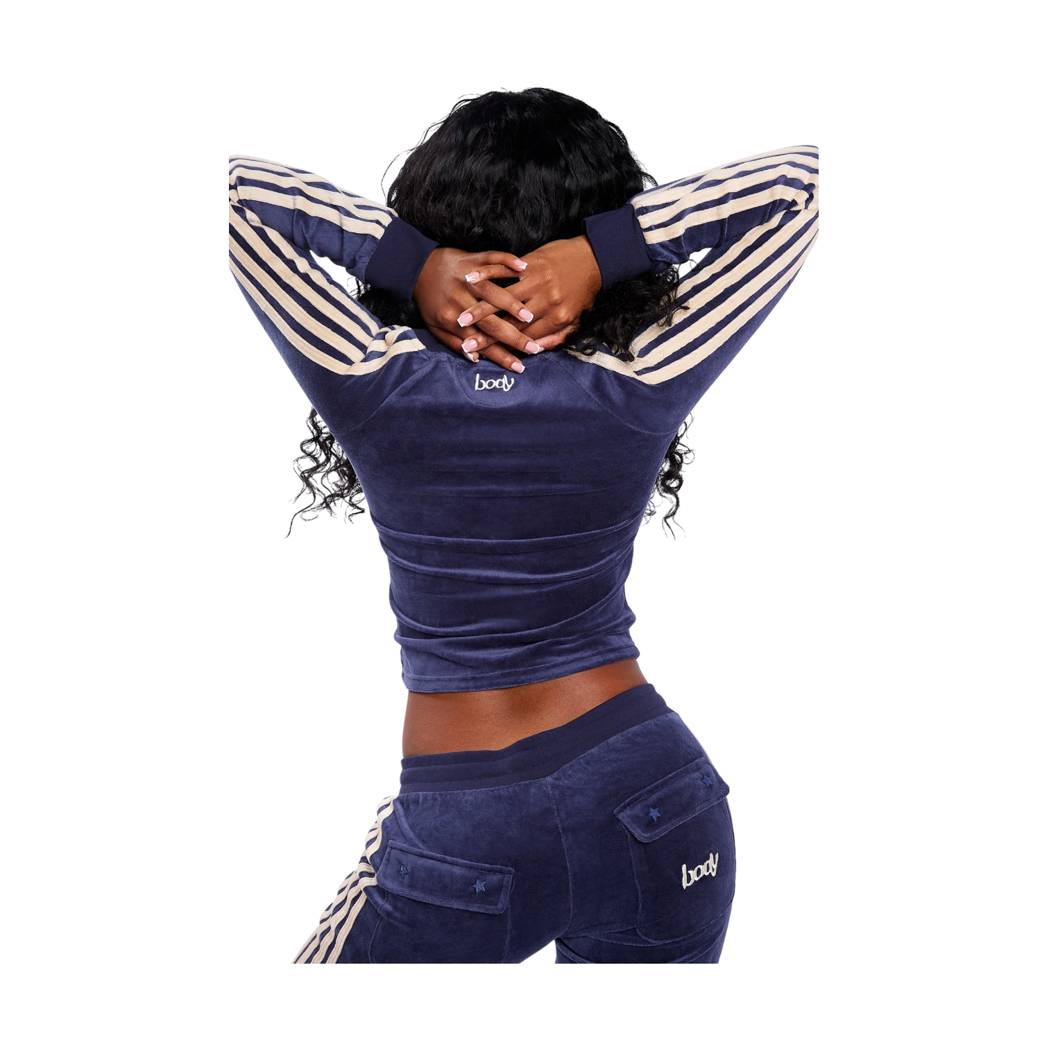 Body By Raven 'Velour Track' Royal Blue & Cream Jacket