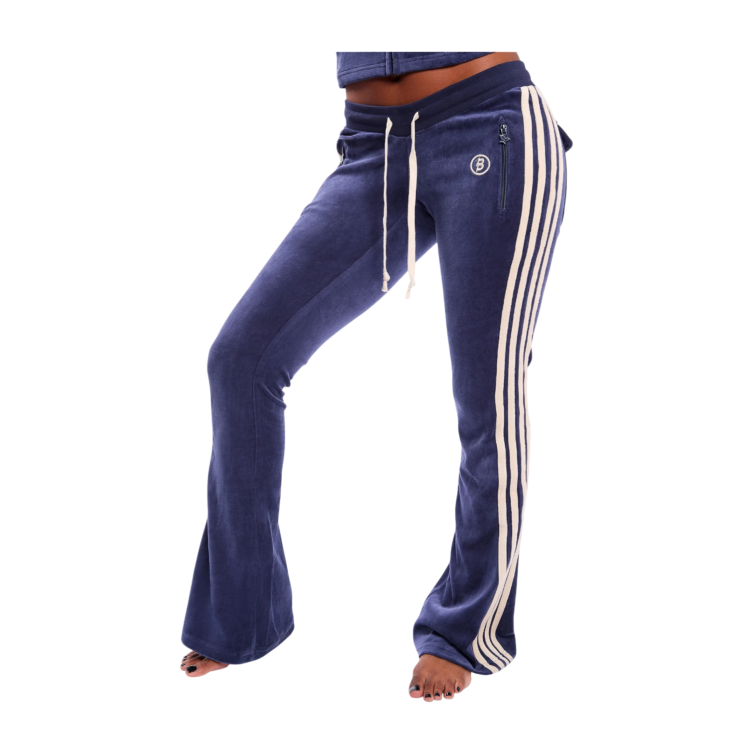 Body By Raven 'Velour Track' Royal Blue & Cream Sweats