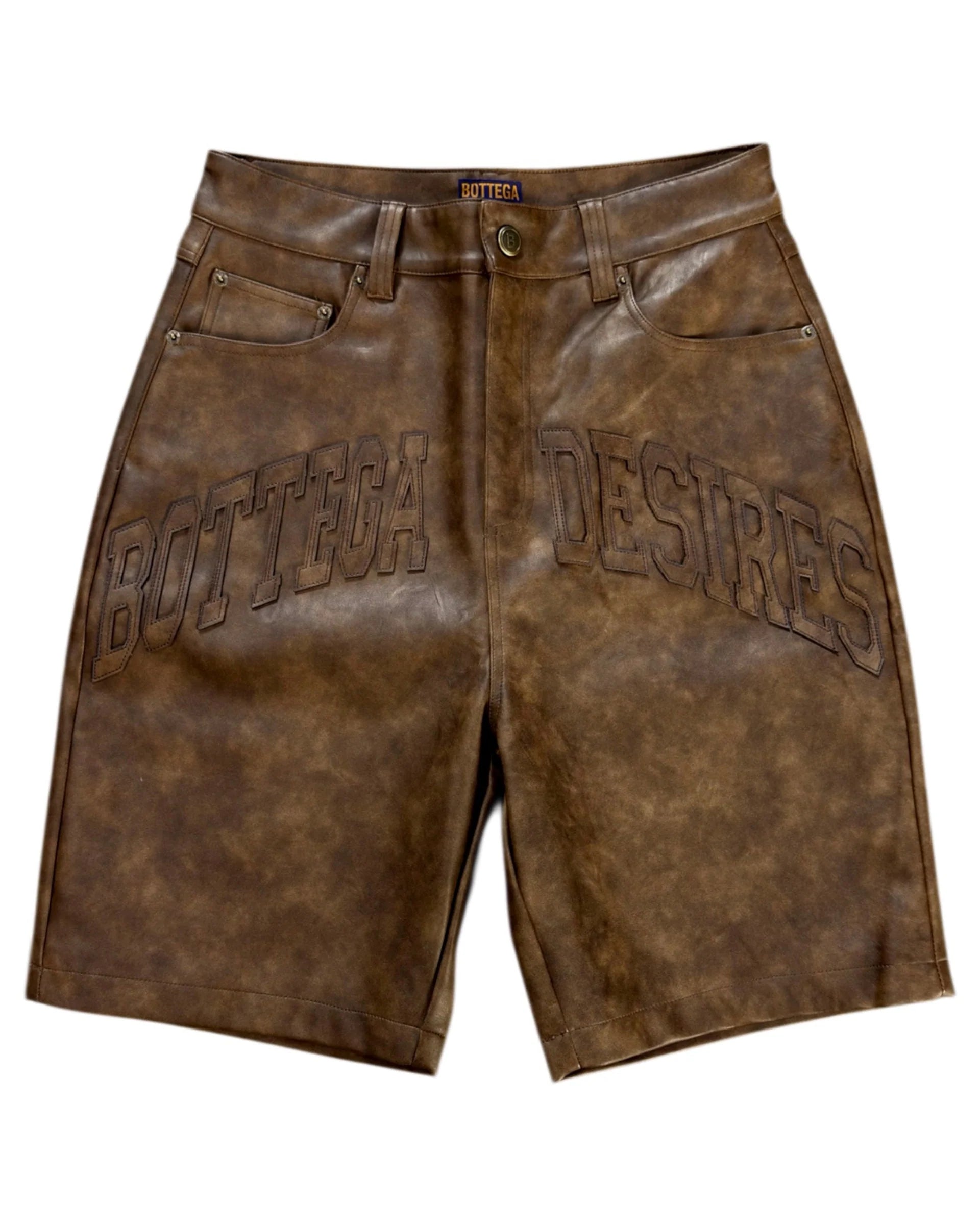 Bottega Desires Brown Leather Shorts