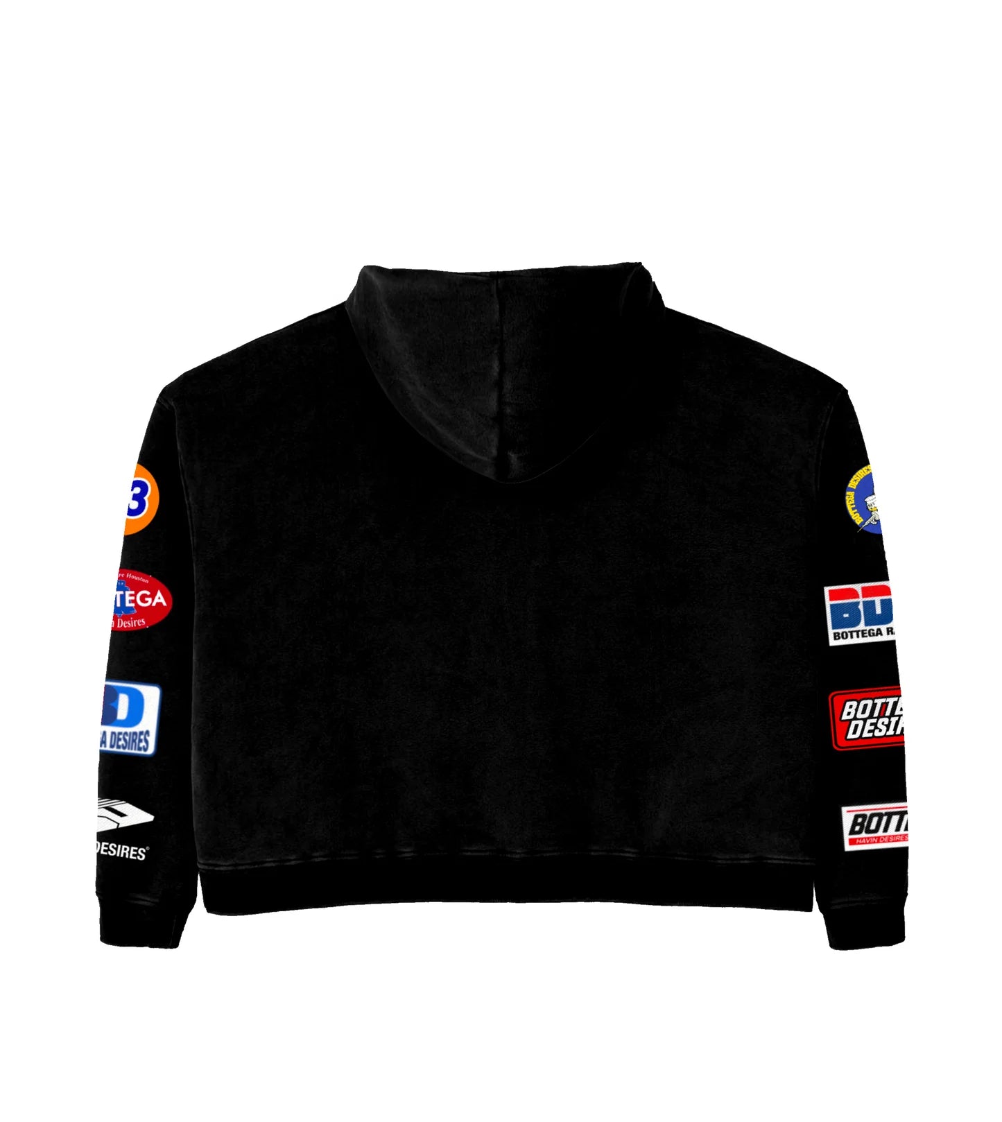 Bottega Desires 'Patches' Black Zip Up Hoodie
