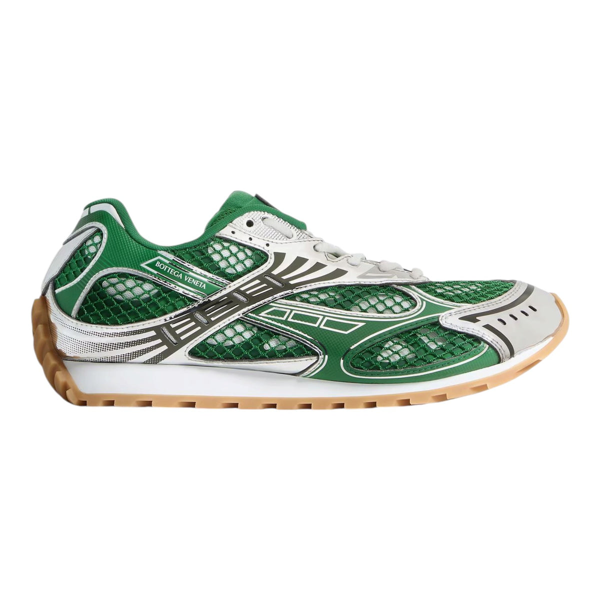 Bottega Veneta 'Orbit' Bark Green & Silver Sneakers