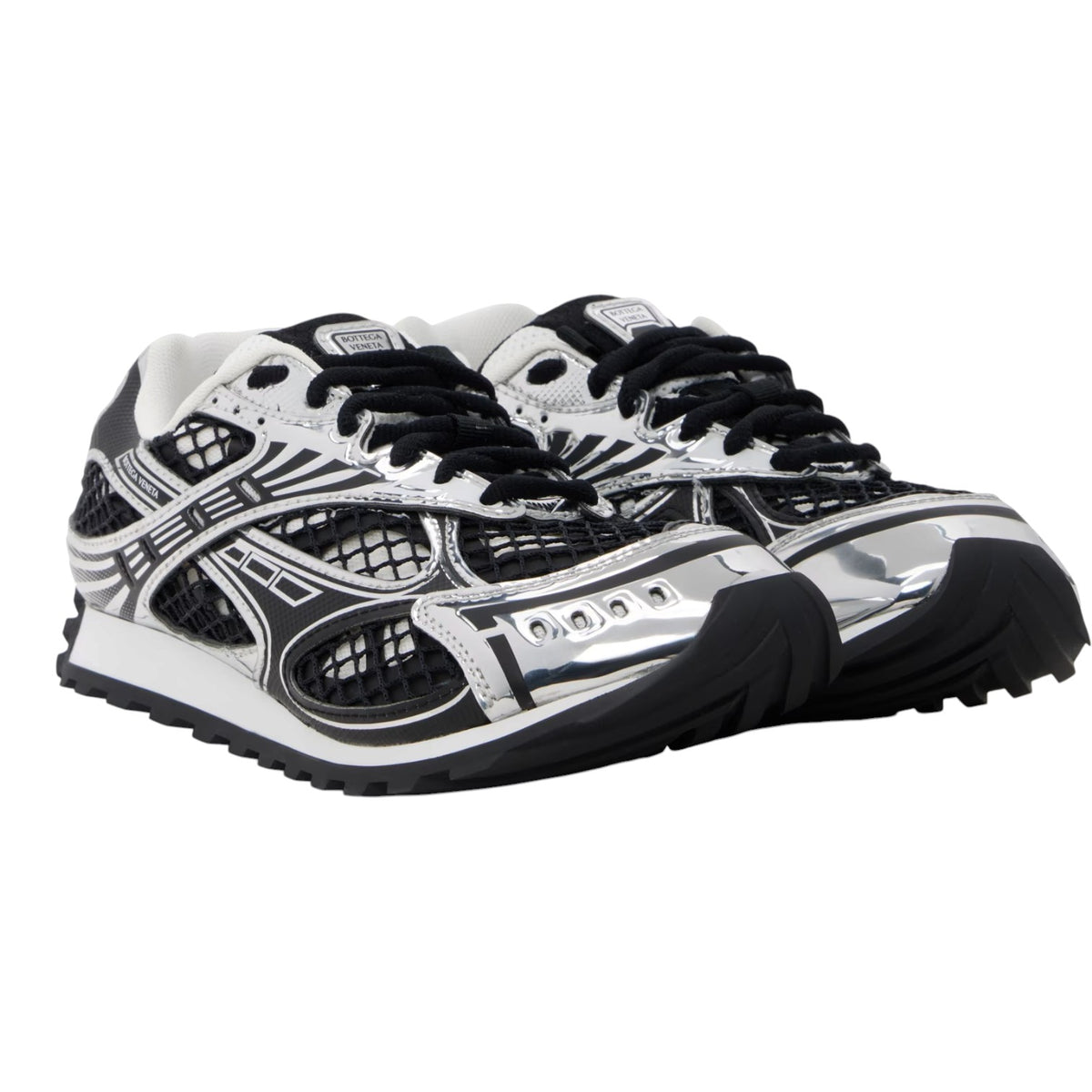 Bottega Veneta 'Orbit' Black & Silver Sneakers