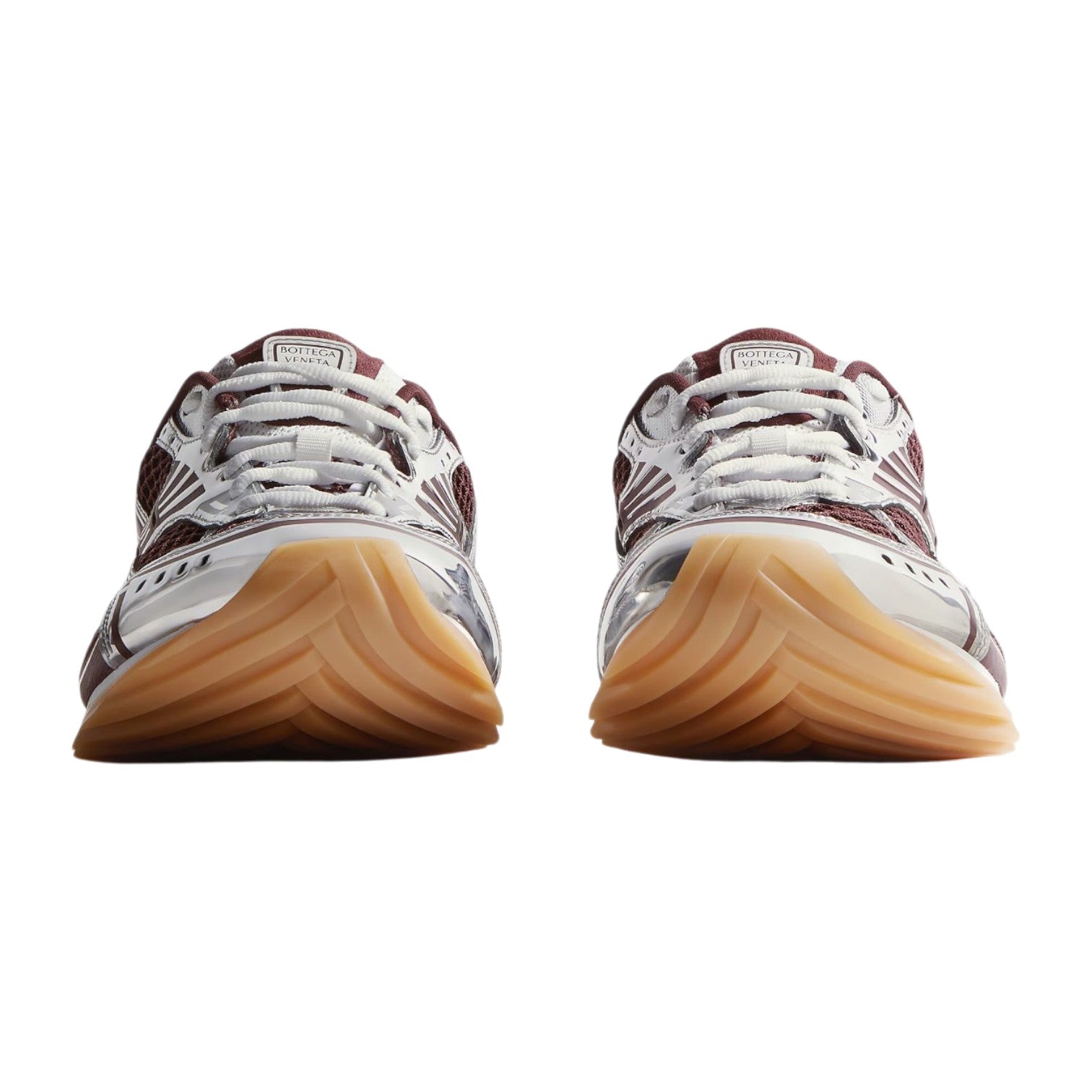 Bottega Veneta 'Orbit' Bordeaux & Silver Sneakers
