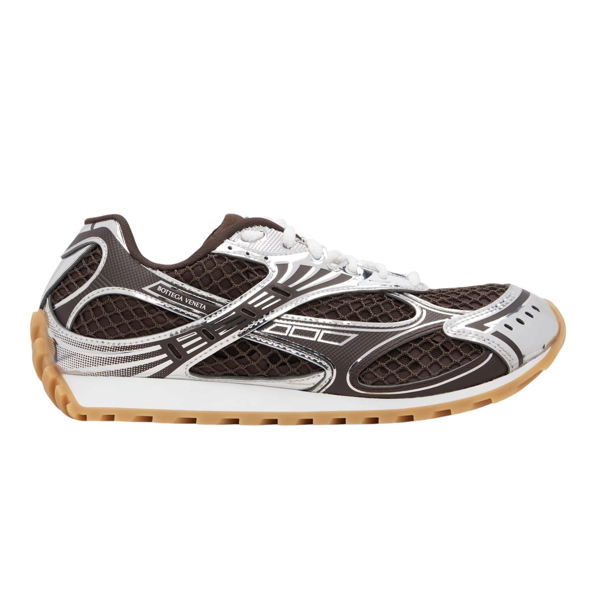 Bottega Veneta 'Orbit' Brown & Silver Sneakers