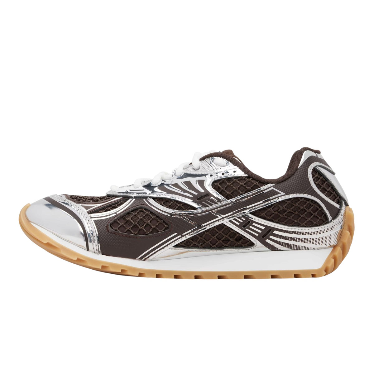 Bottega Veneta 'Orbit' Brown & Silver Sneakers