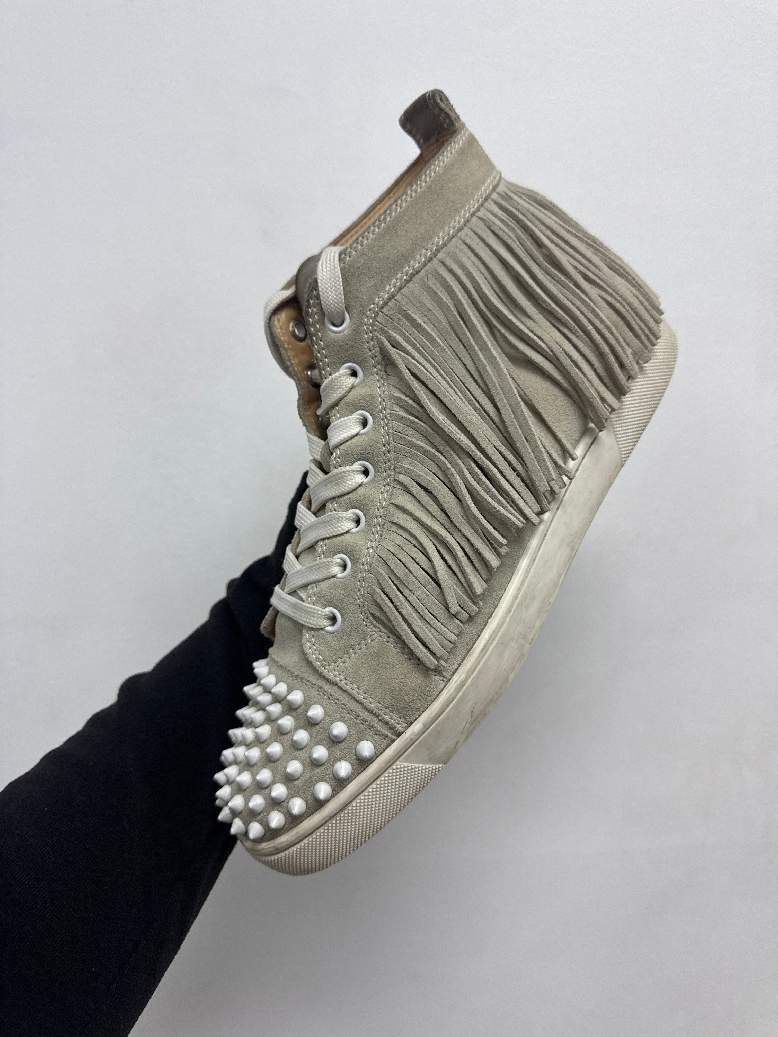 Christian Louboutin Beige Tassle Spike Sneakers