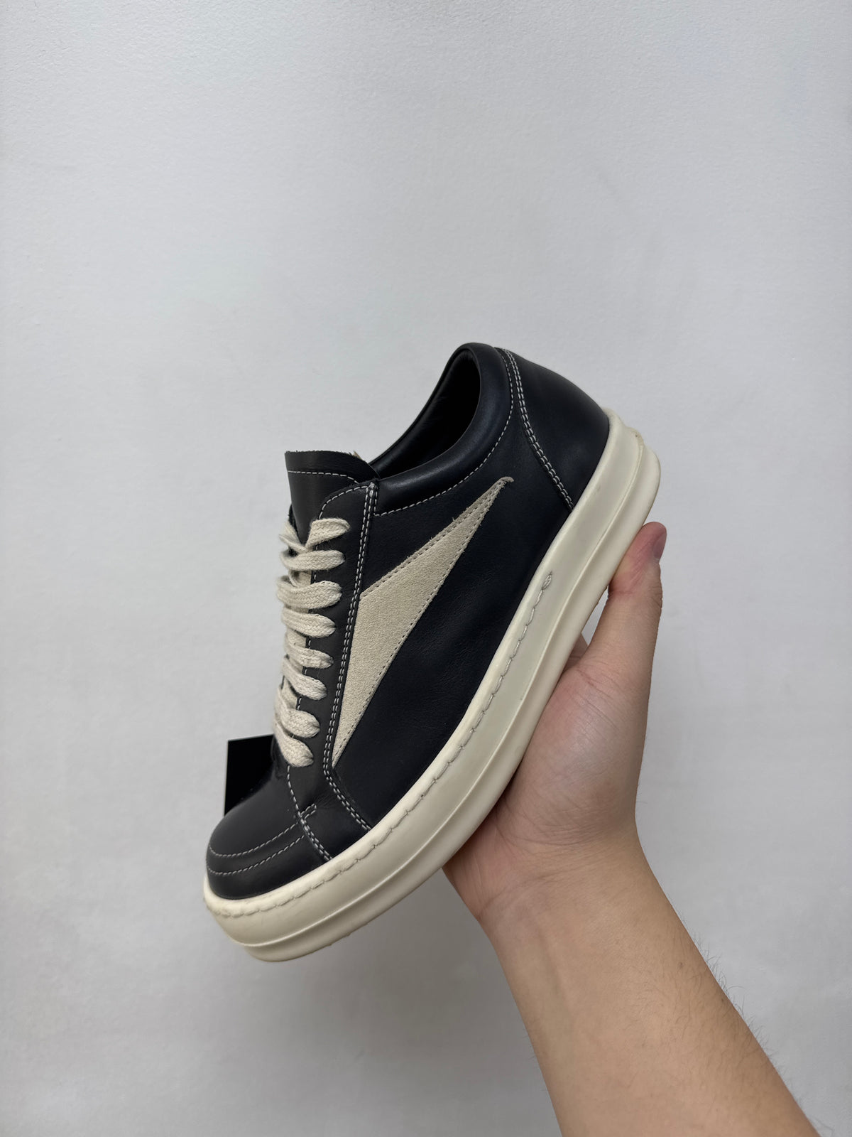 Rick Owens Black Milk Mainline Vintage Sneakers