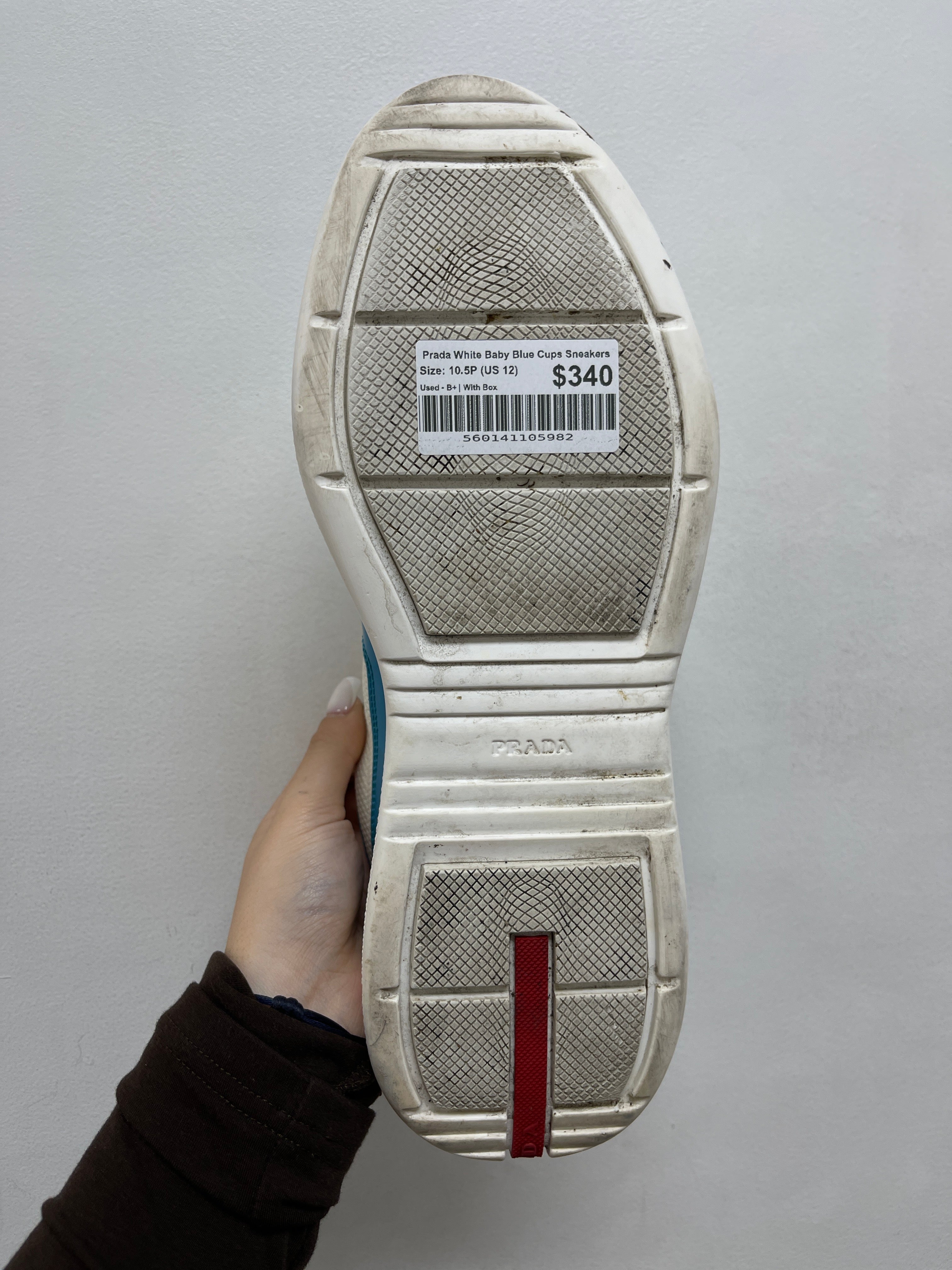 Prada White Baby Blue Cups Sneakers
