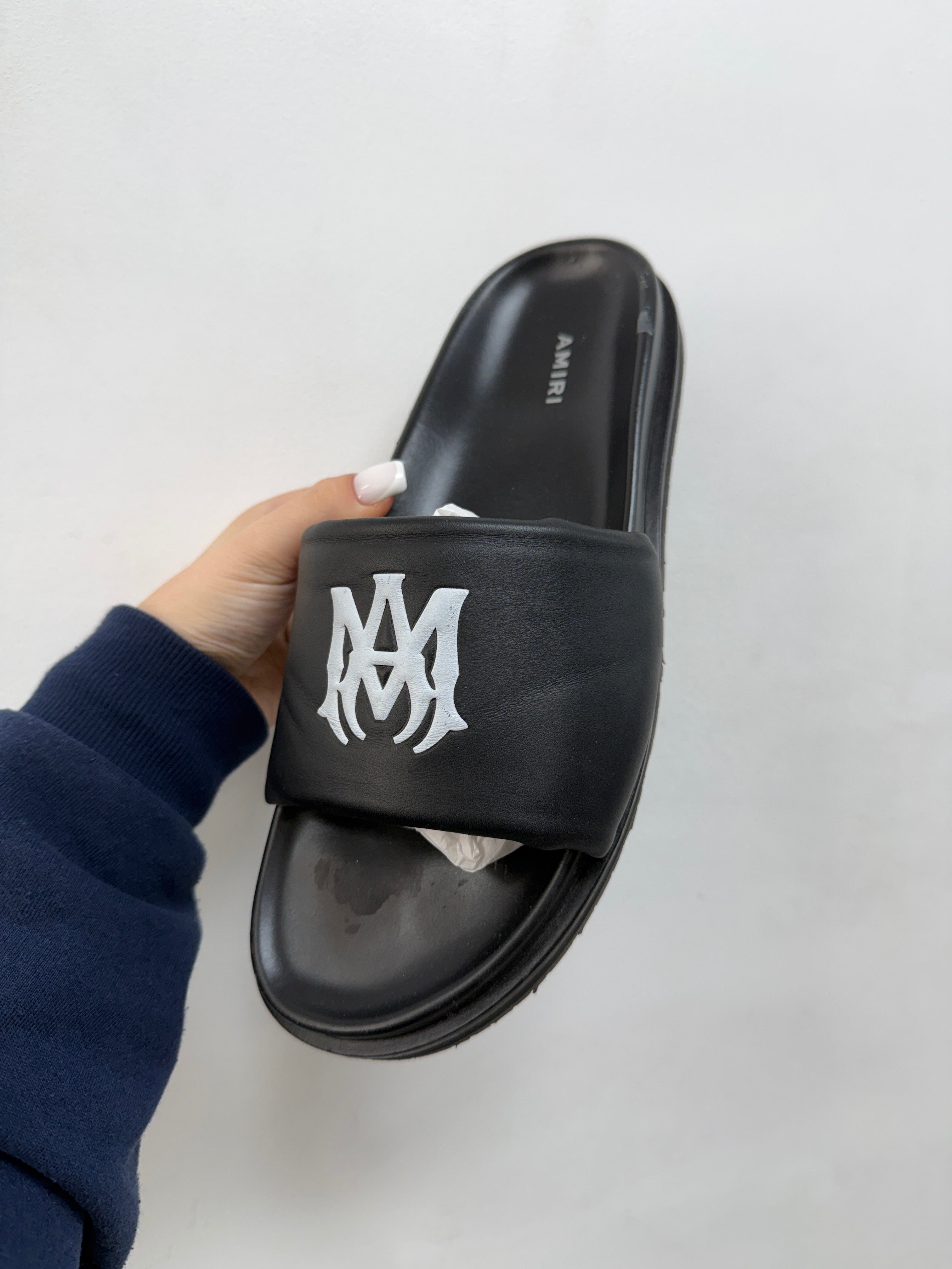 Amiri Black Leather Slides
