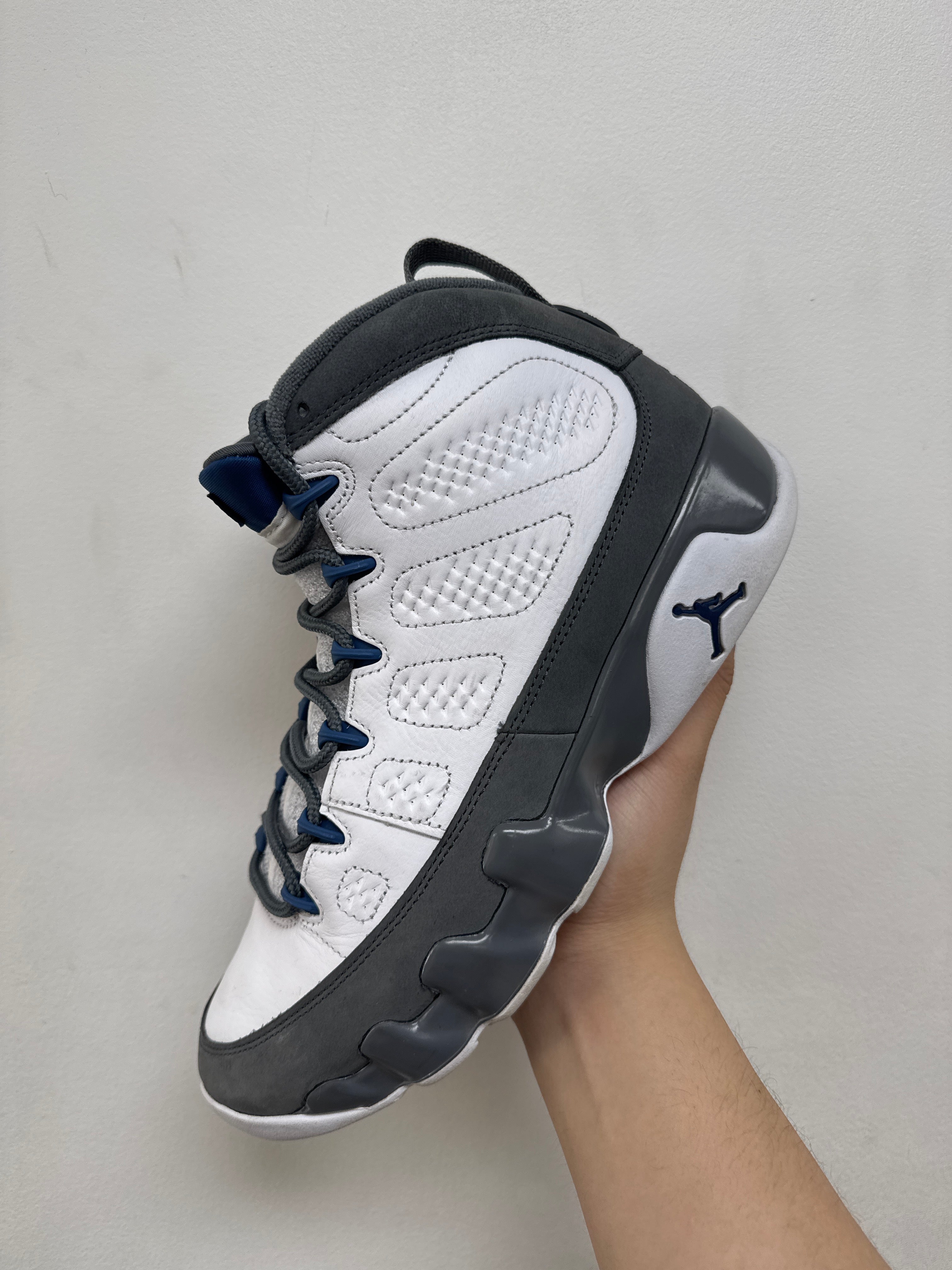 Jordan 9 French Blue Wolf Grey Sneakers