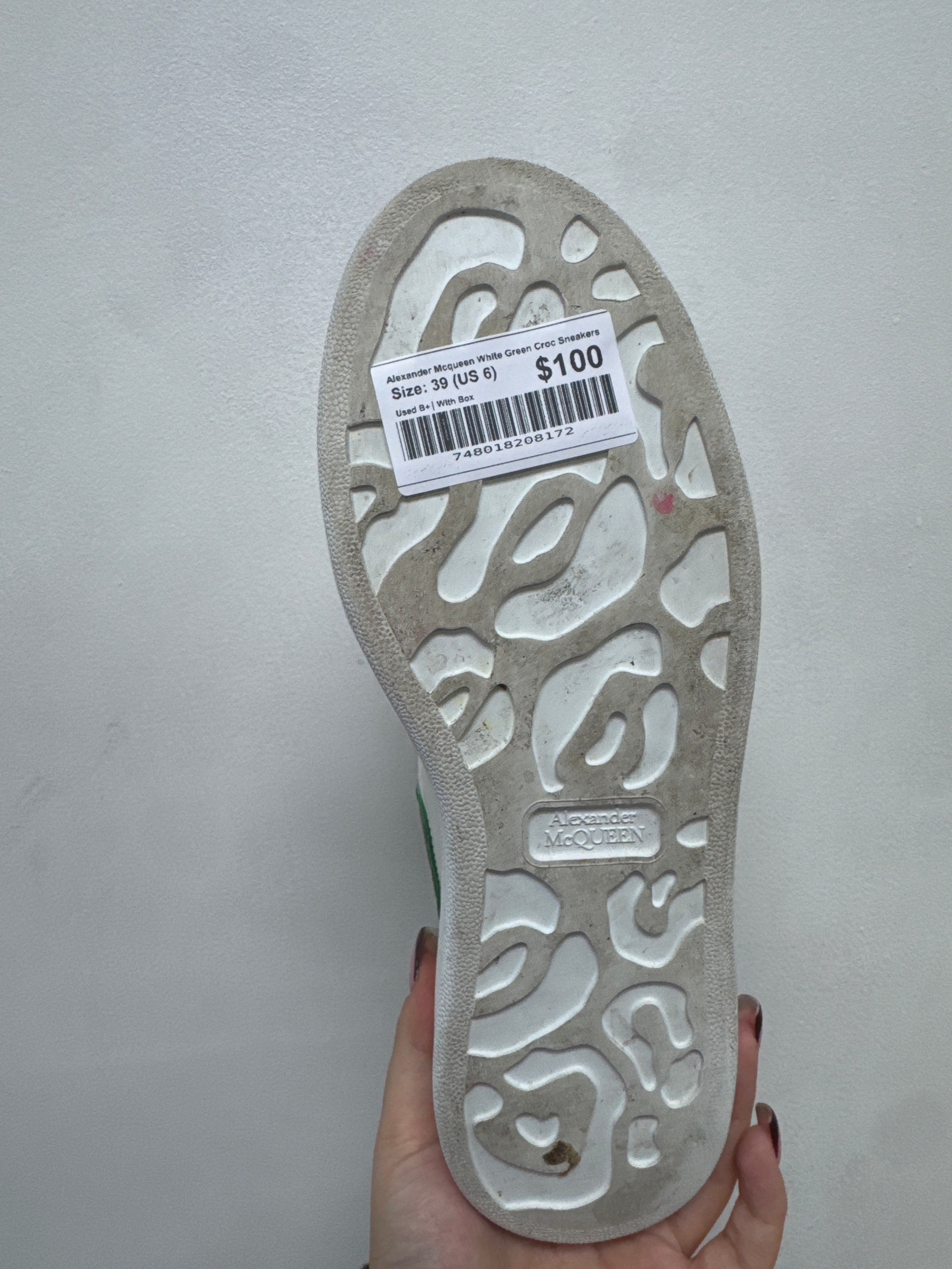 Alexander Mcqueen White Green Croc Sneakers