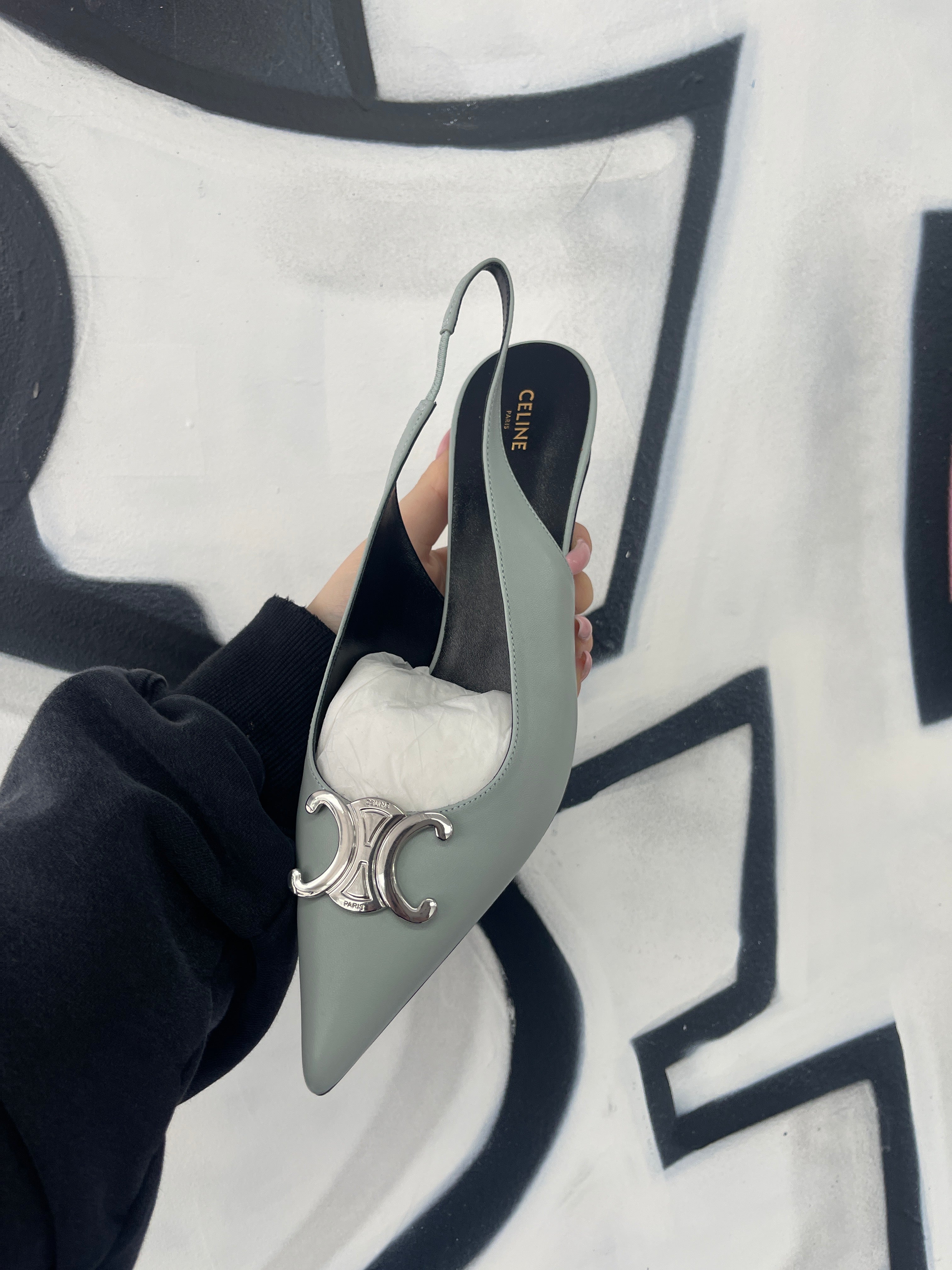 Celine Slingback Powder Blue New 38 No Box