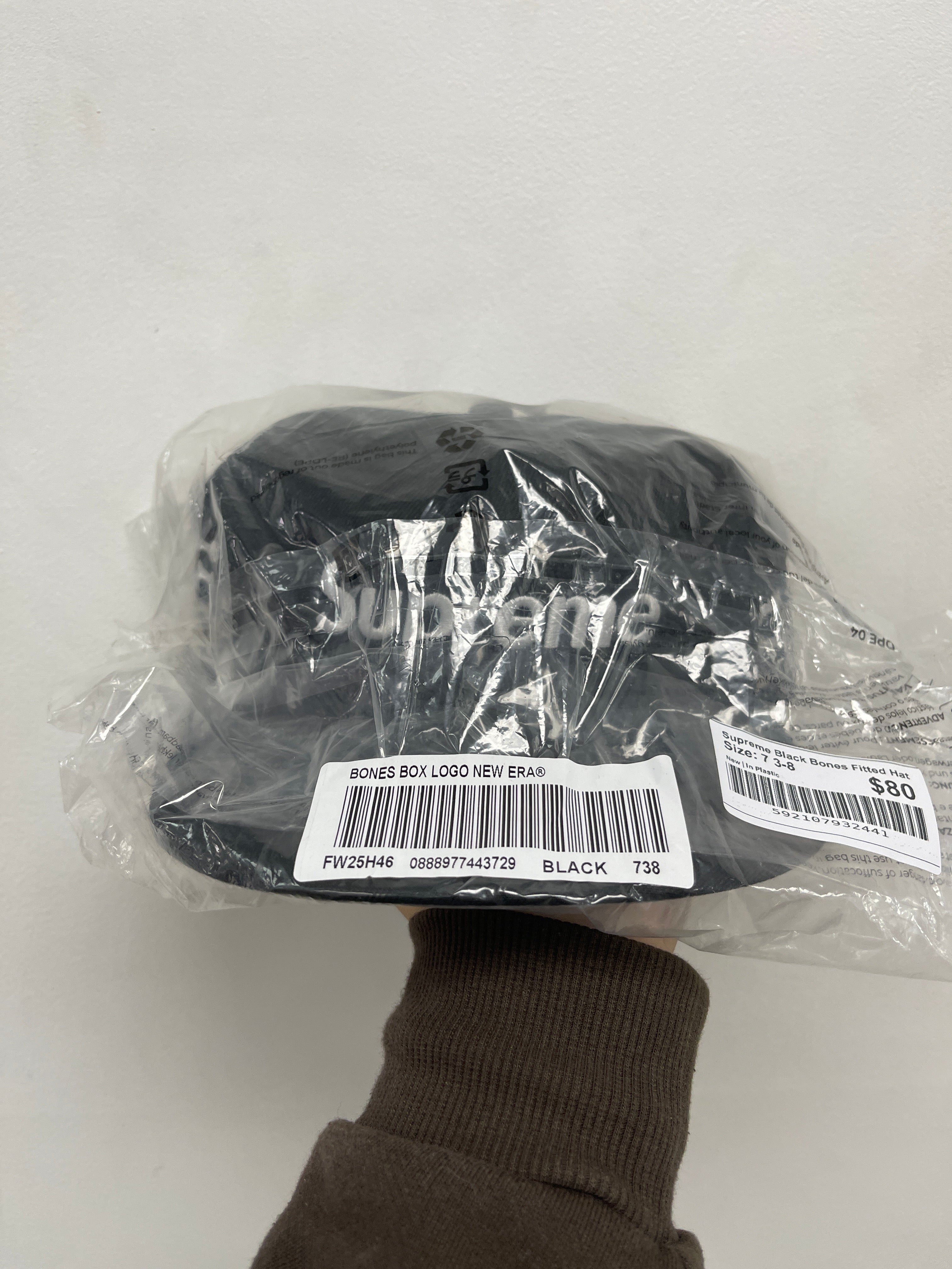 Supreme Black Bones Fitted Hat