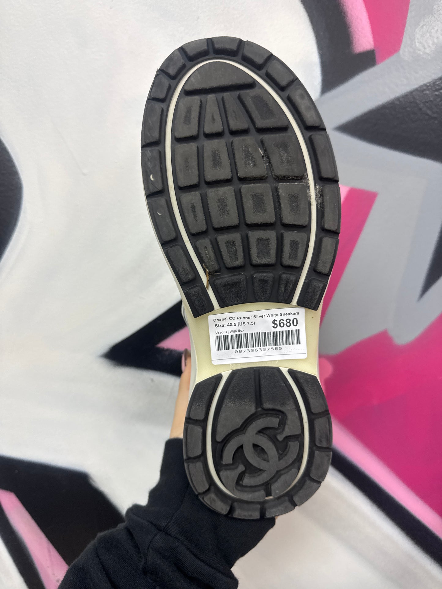 Chanel CC Runner Silver White Sneakers