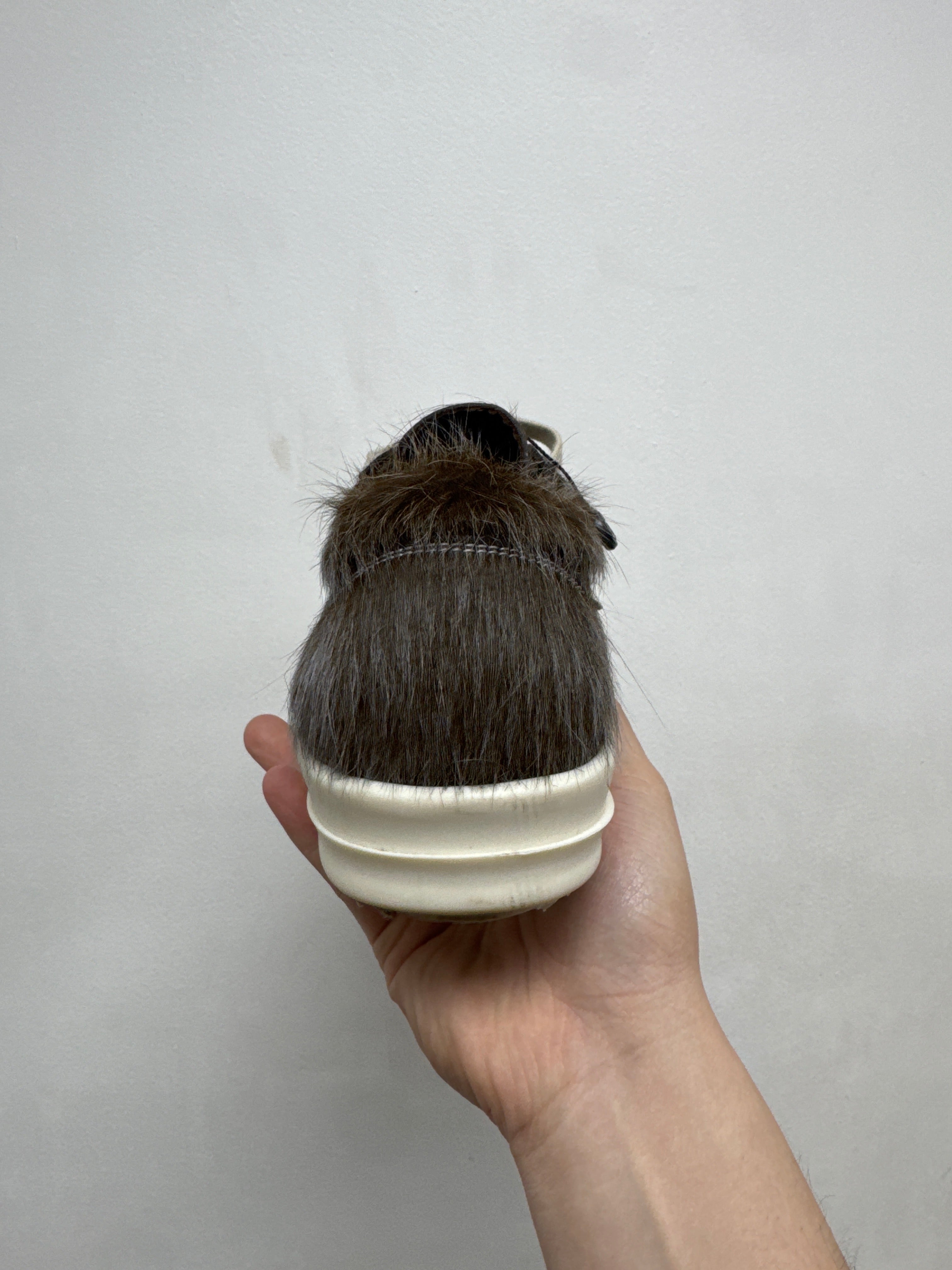 Rick Owens Mainline Brown Mohair Vintage Low Sneakers