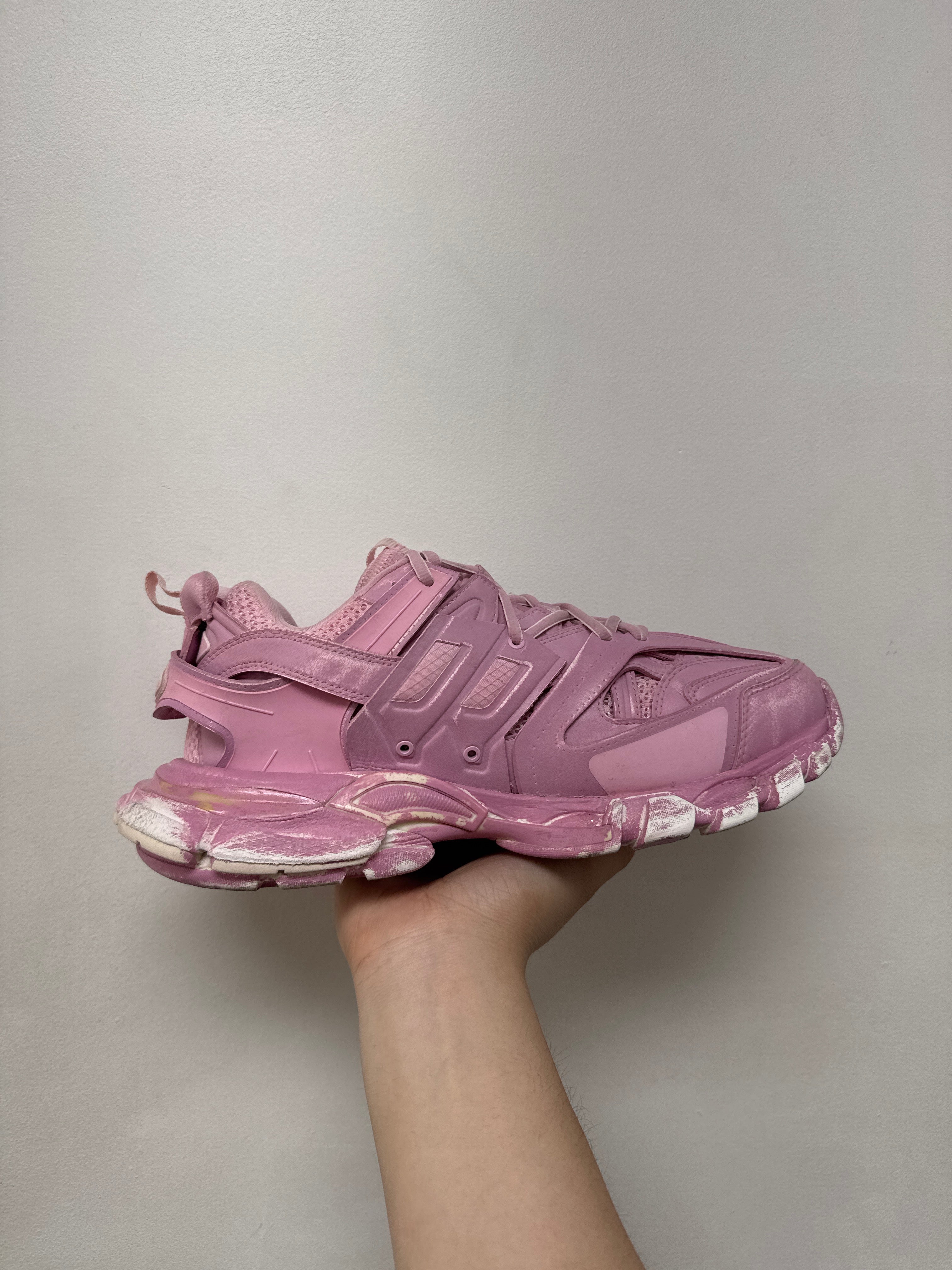 Balenciaga Pink Distressed Track Sneakers