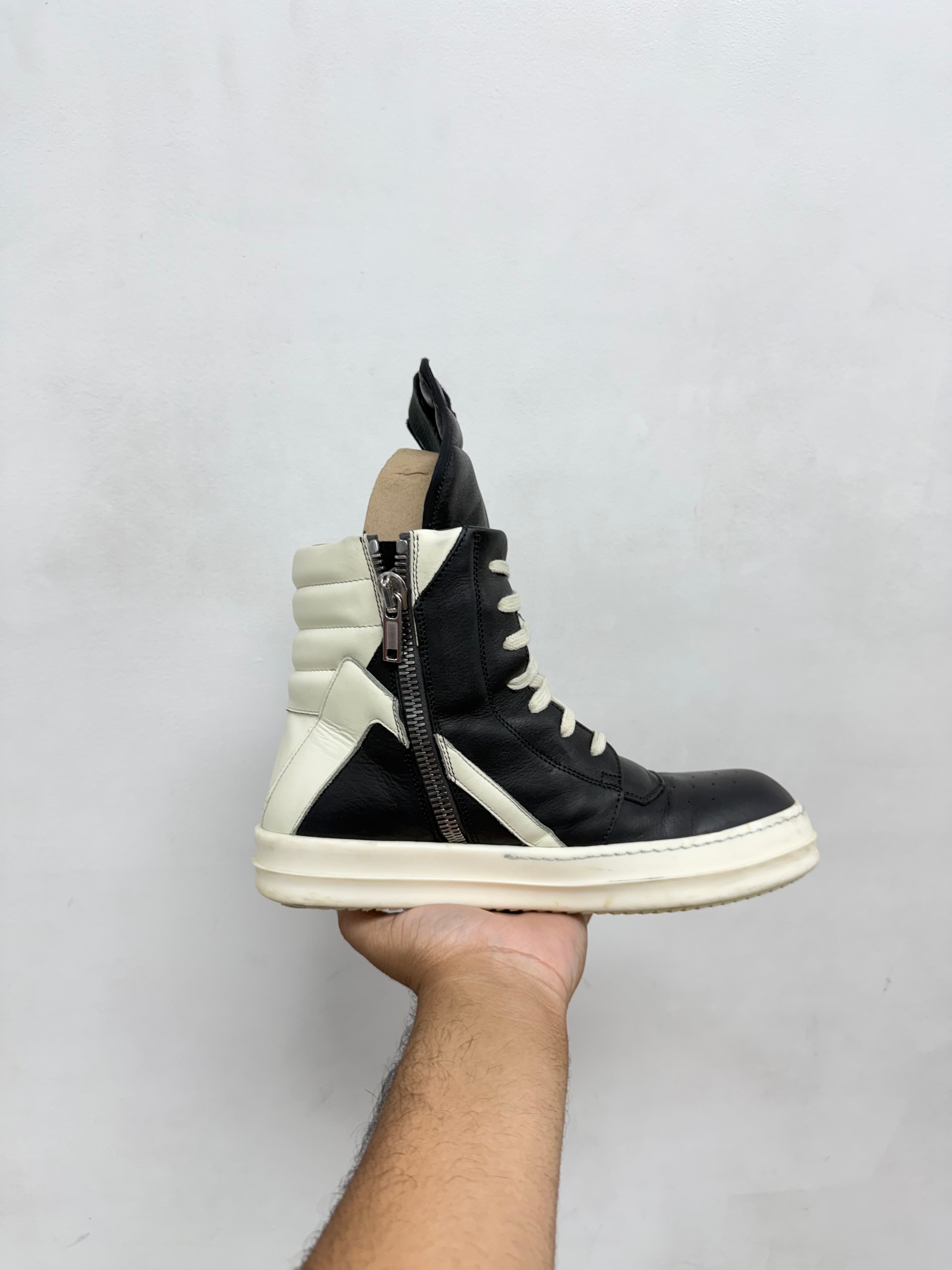 Rick Owens Black Milk Geobasket Sneakers