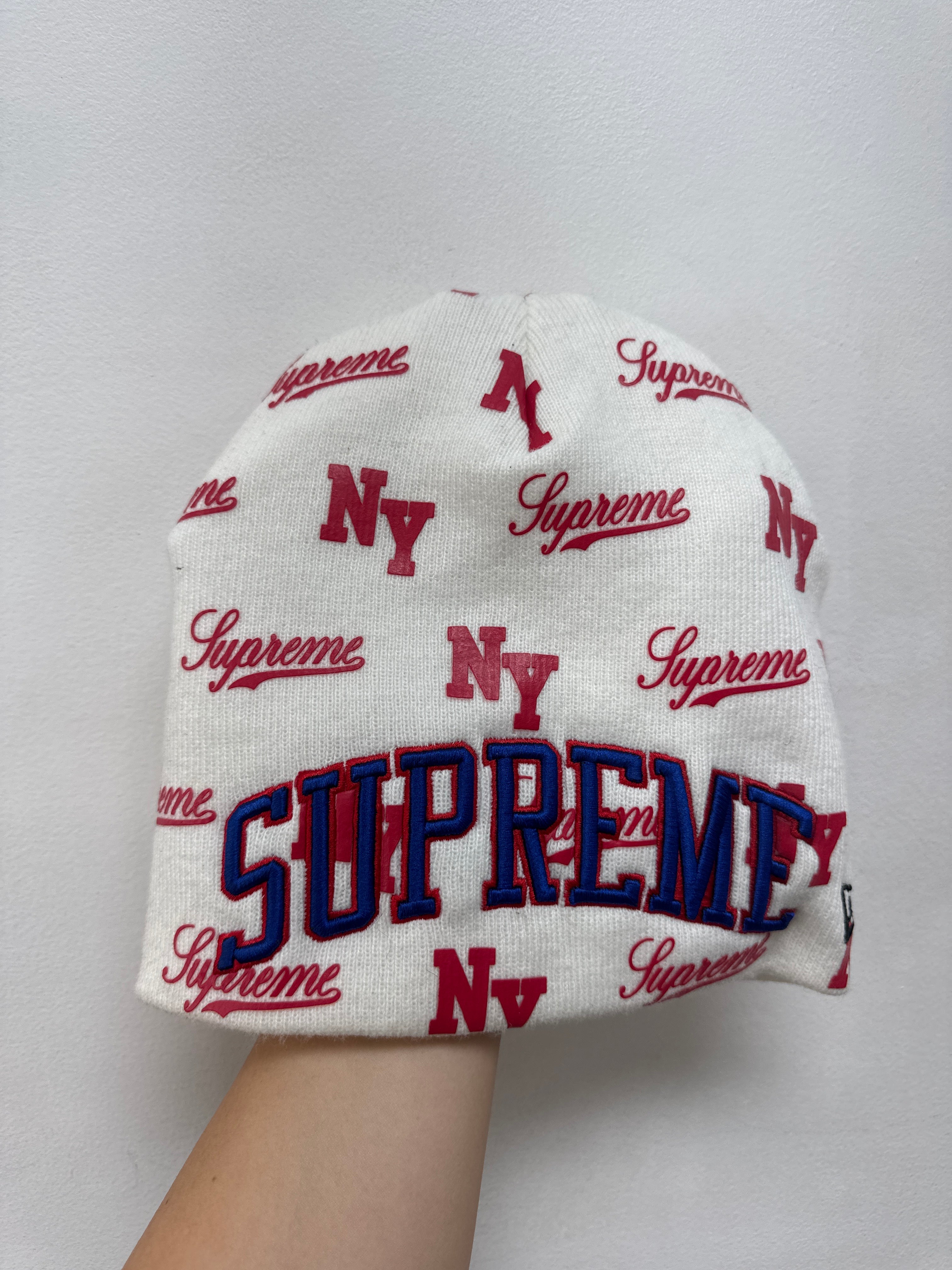 Supreme Blue Red Monogram Beanie