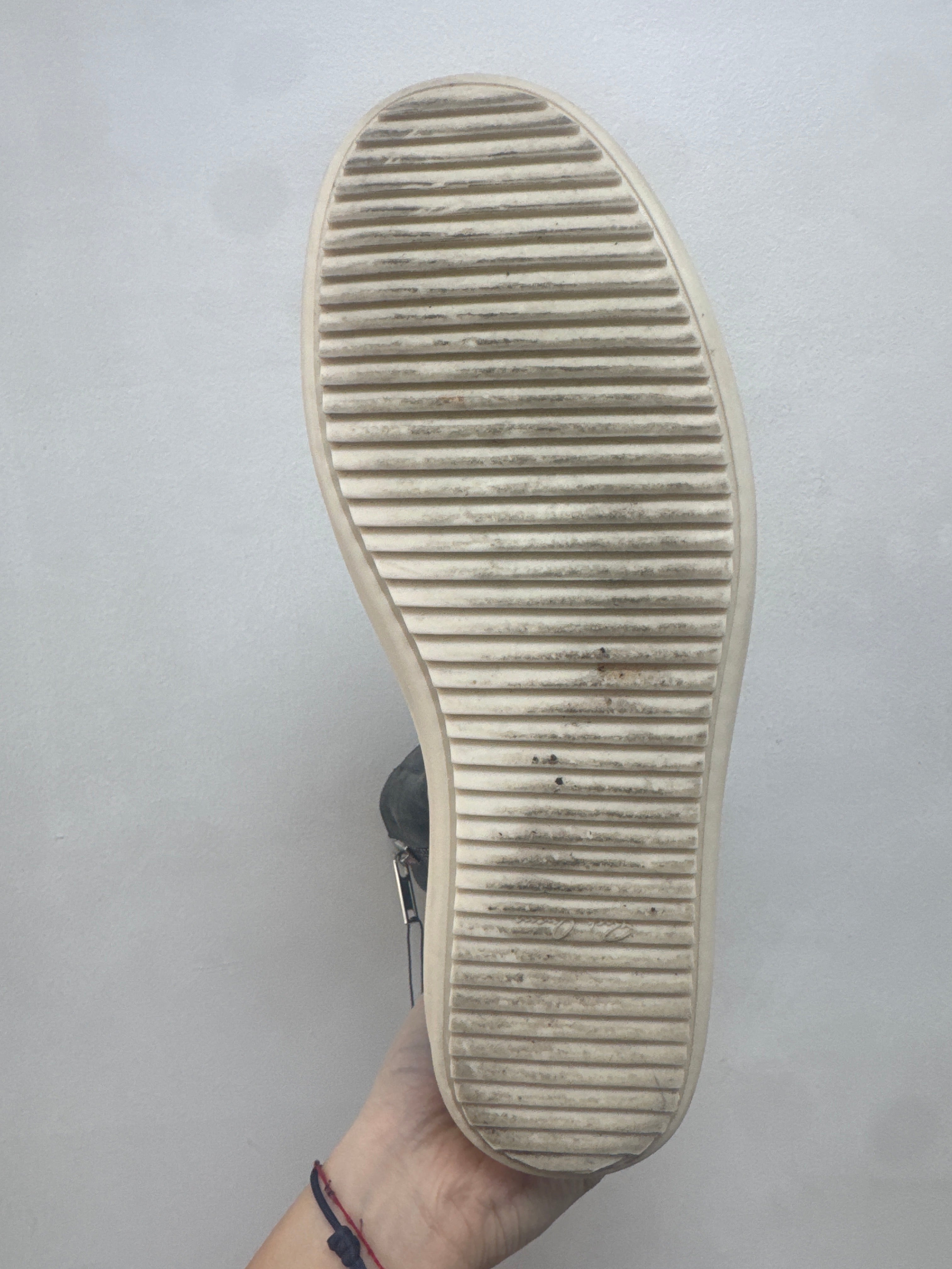 Rick Owens Stone Milk Suede Ramone Hi Sneakers