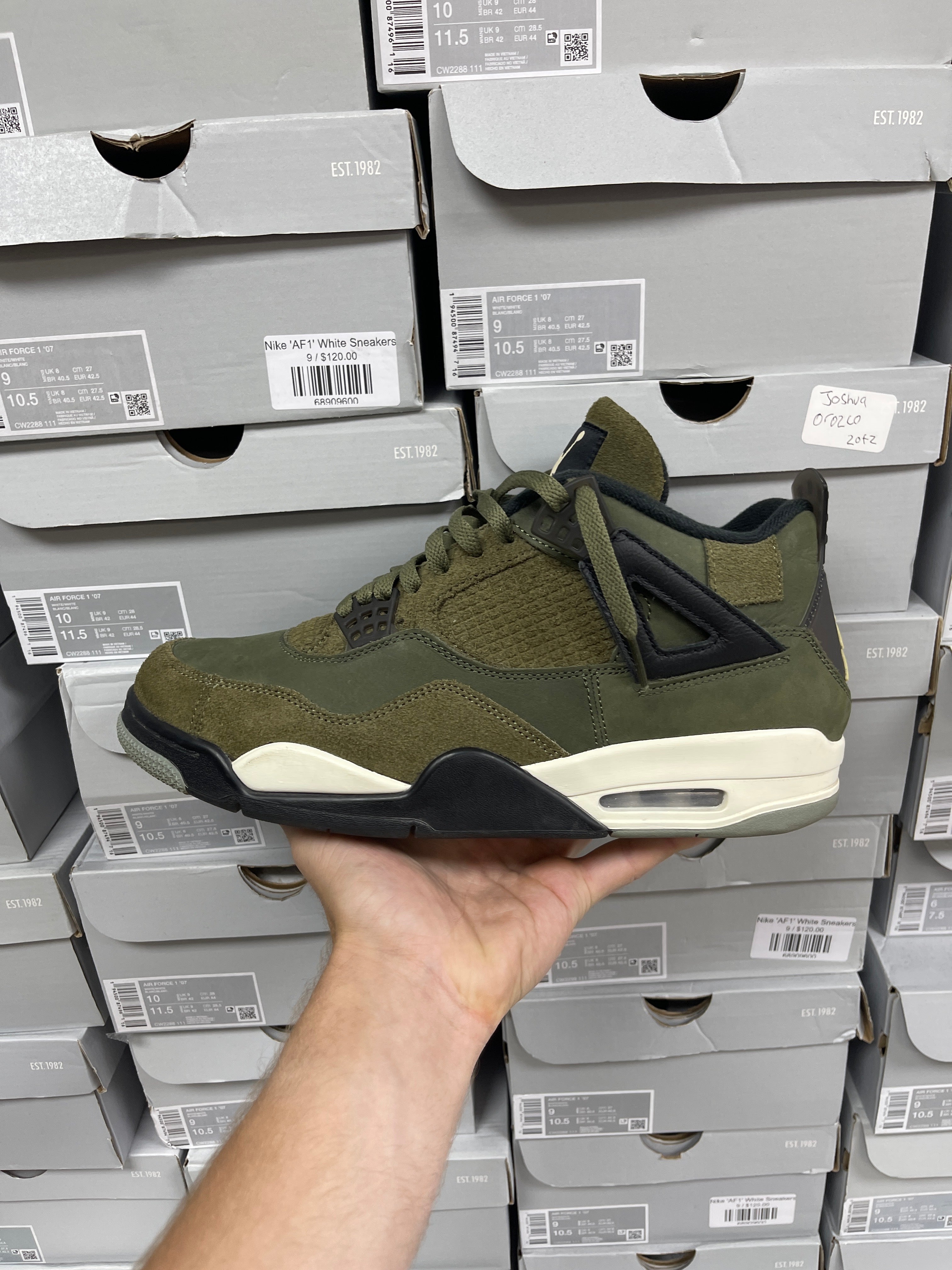 Jordan 4 Craft Medium Olive Sneakers