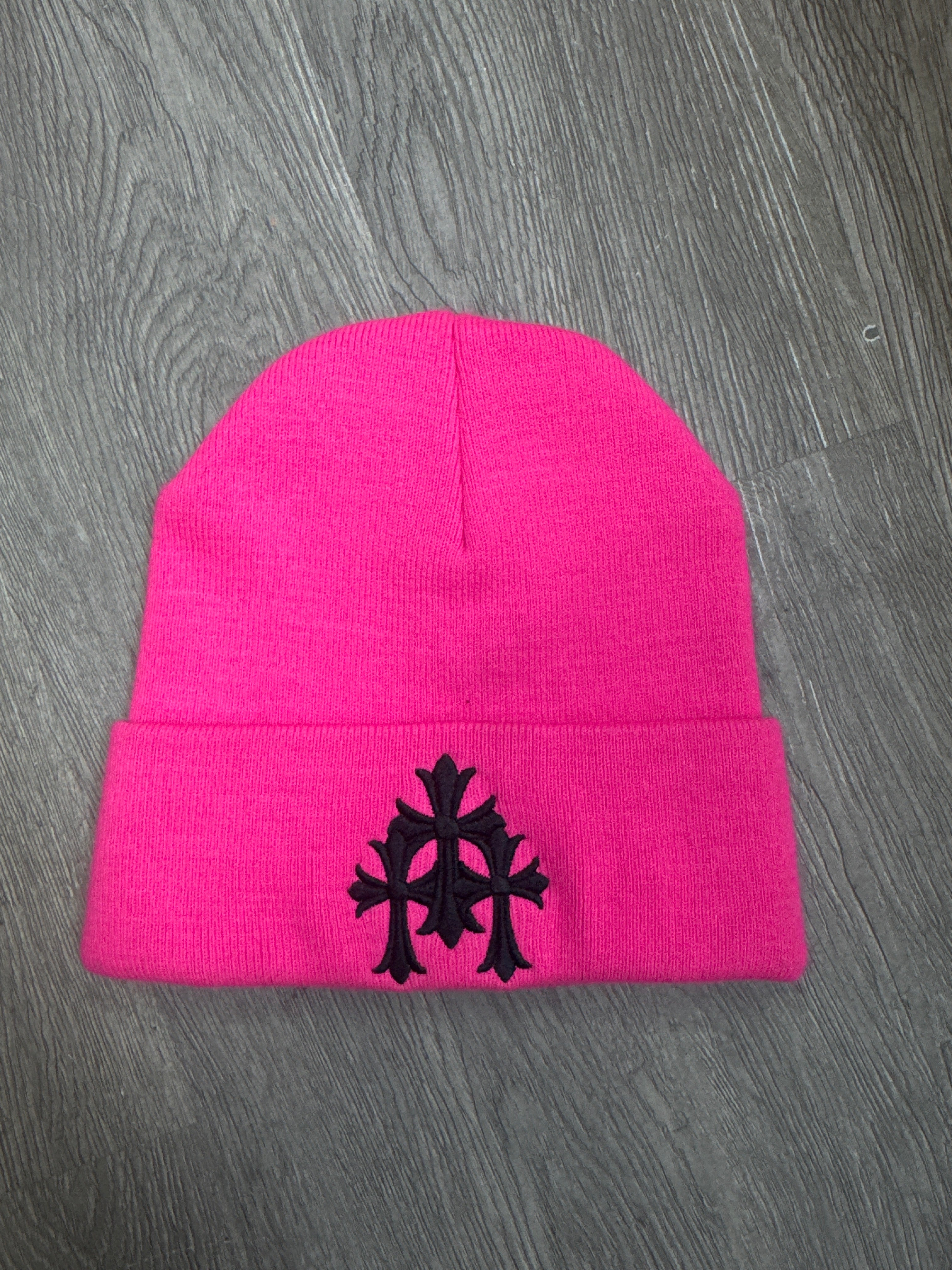 Chrome Hearts Pink Triple Cross Beanie