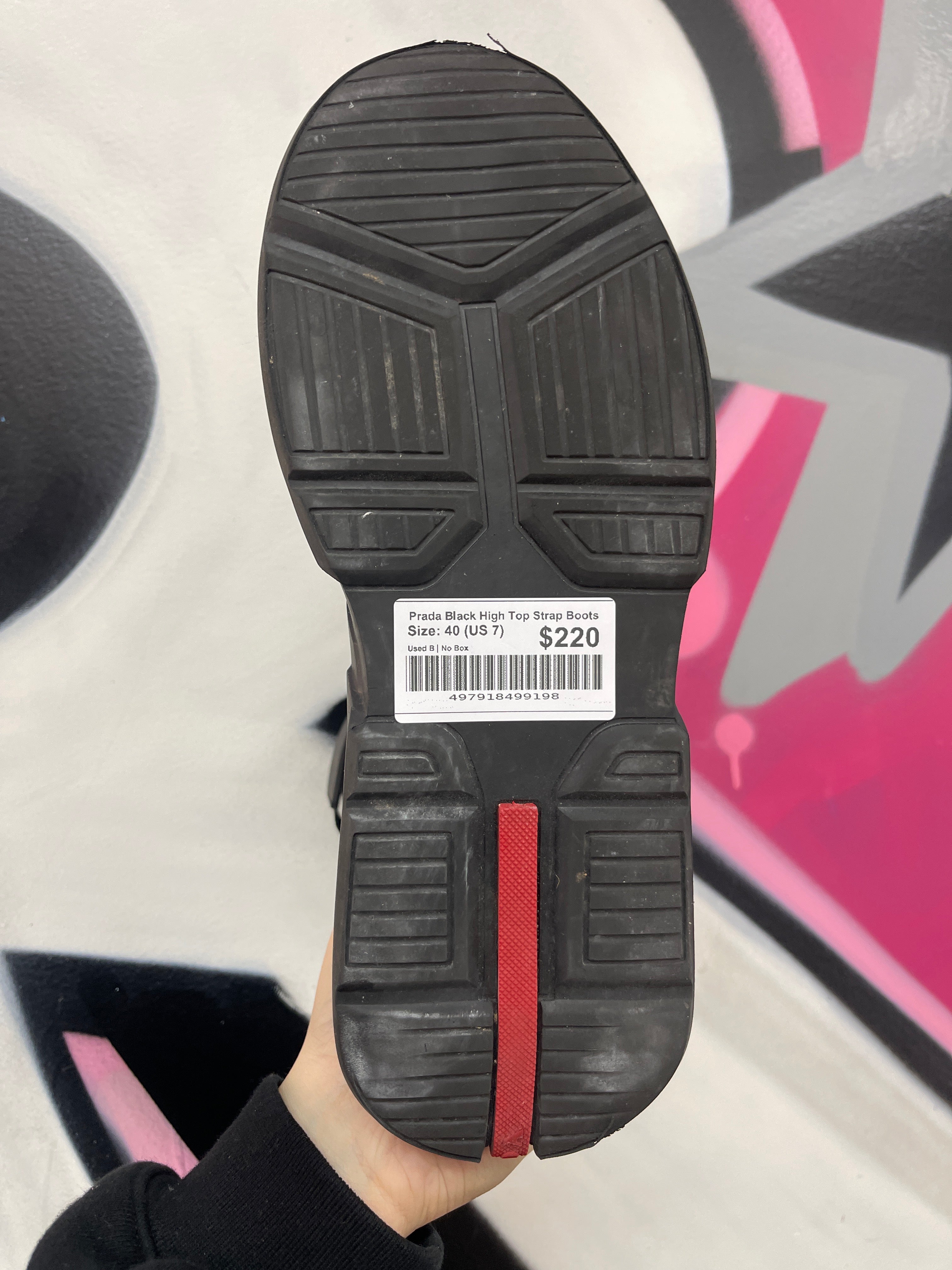 Prada Black High Top Strap Boots