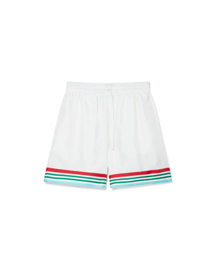 The Casablanca "Casa Way World Series" Silk Drawstring White Shorts
