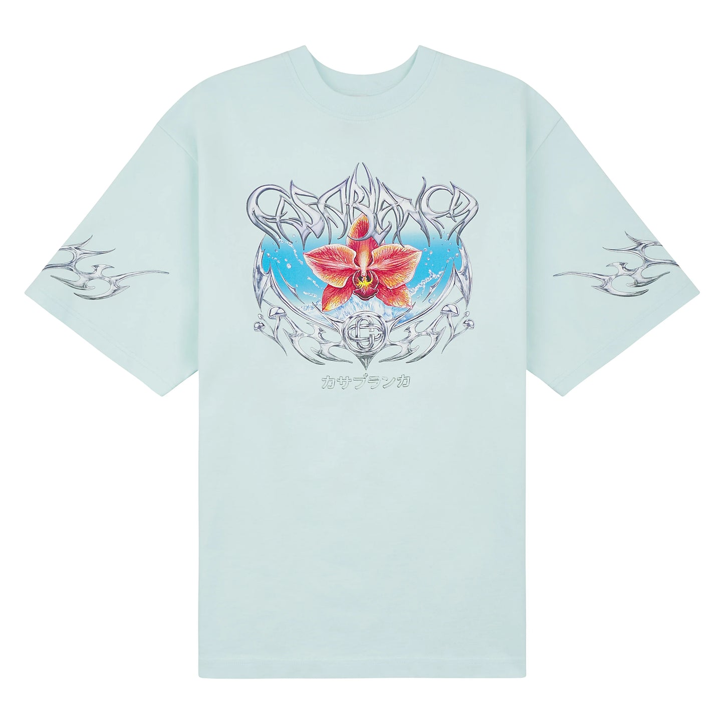 Casablanca 'Blades' Oversized Pale Blue Tee