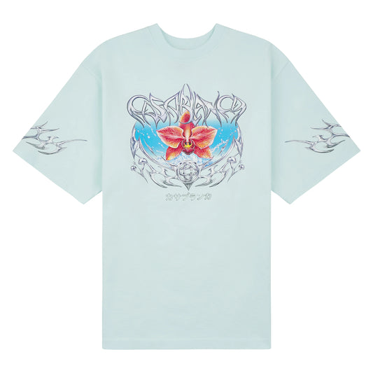 Casablanca 'Blades' Oversized Pale Blue Tee