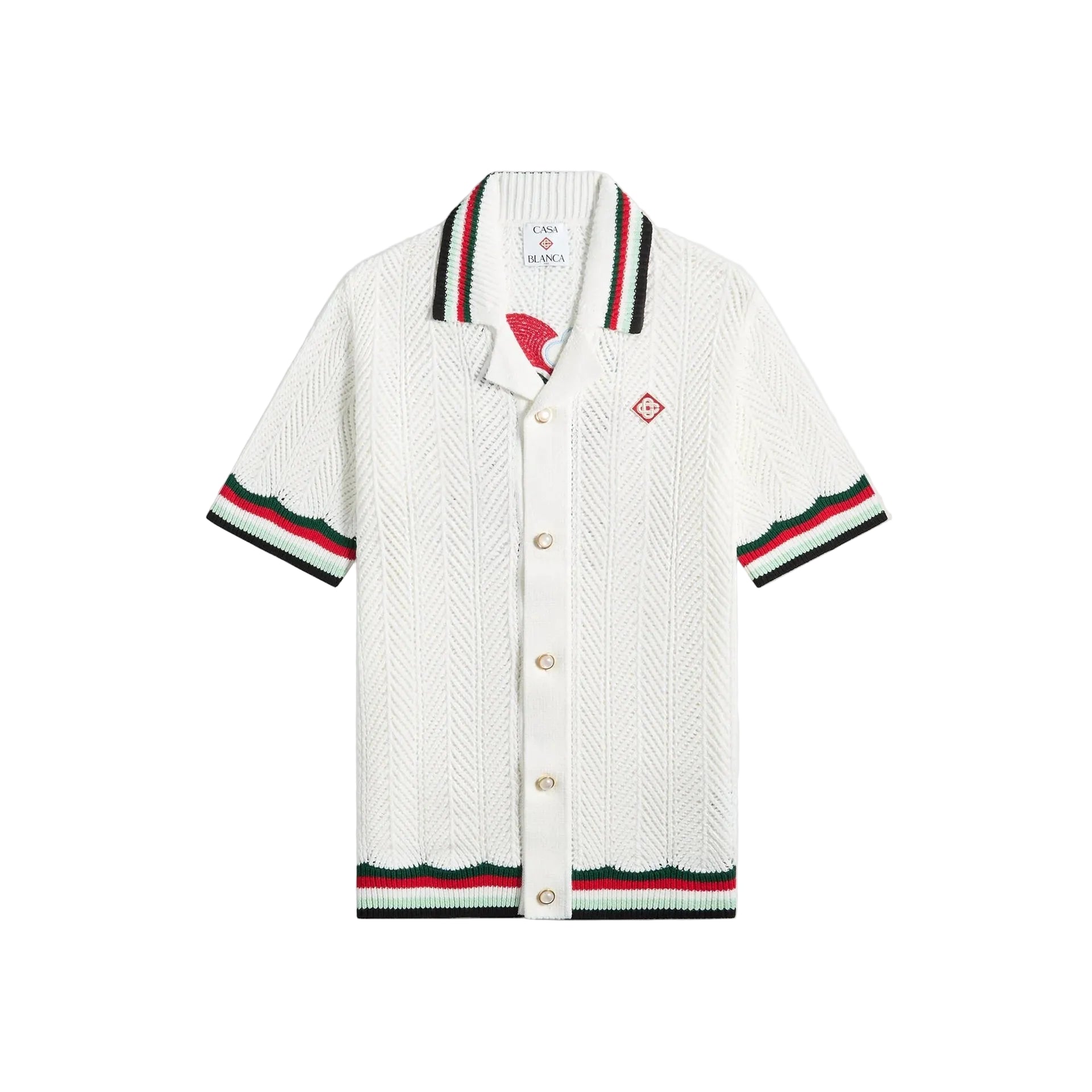 Casablanca 'Montagne Chevron' Crochet White Shirt
