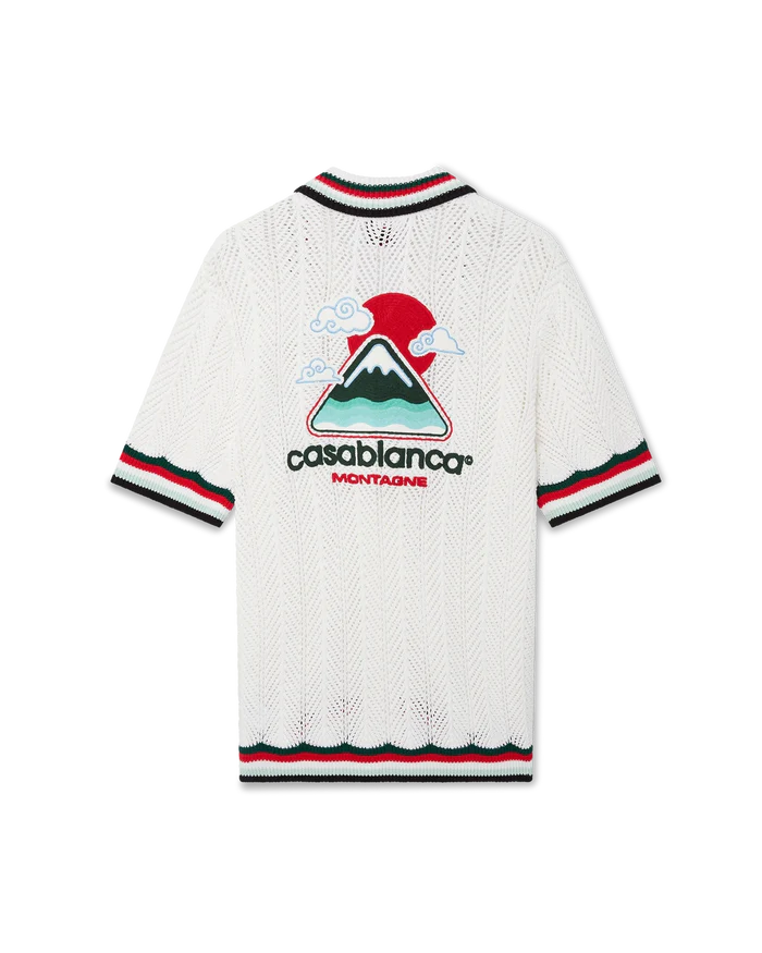 Casablanca 'Montagne Chevron' Crochet White Shirt