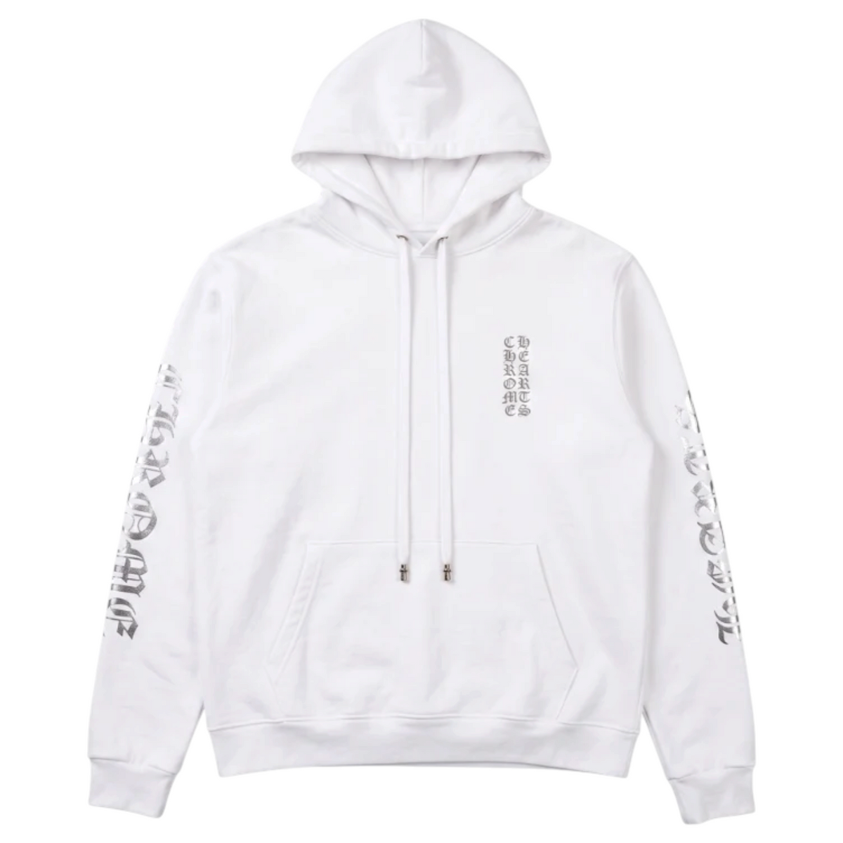 Chrome Hearts White Silver Vertical Logo Hoodie